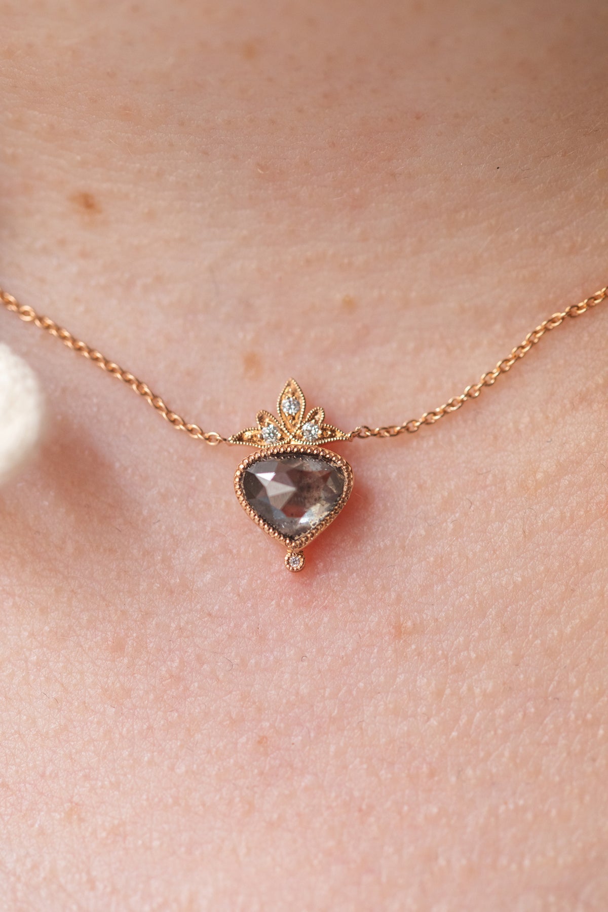 Collier Poire Diamant Salt & Pepper Troïdia