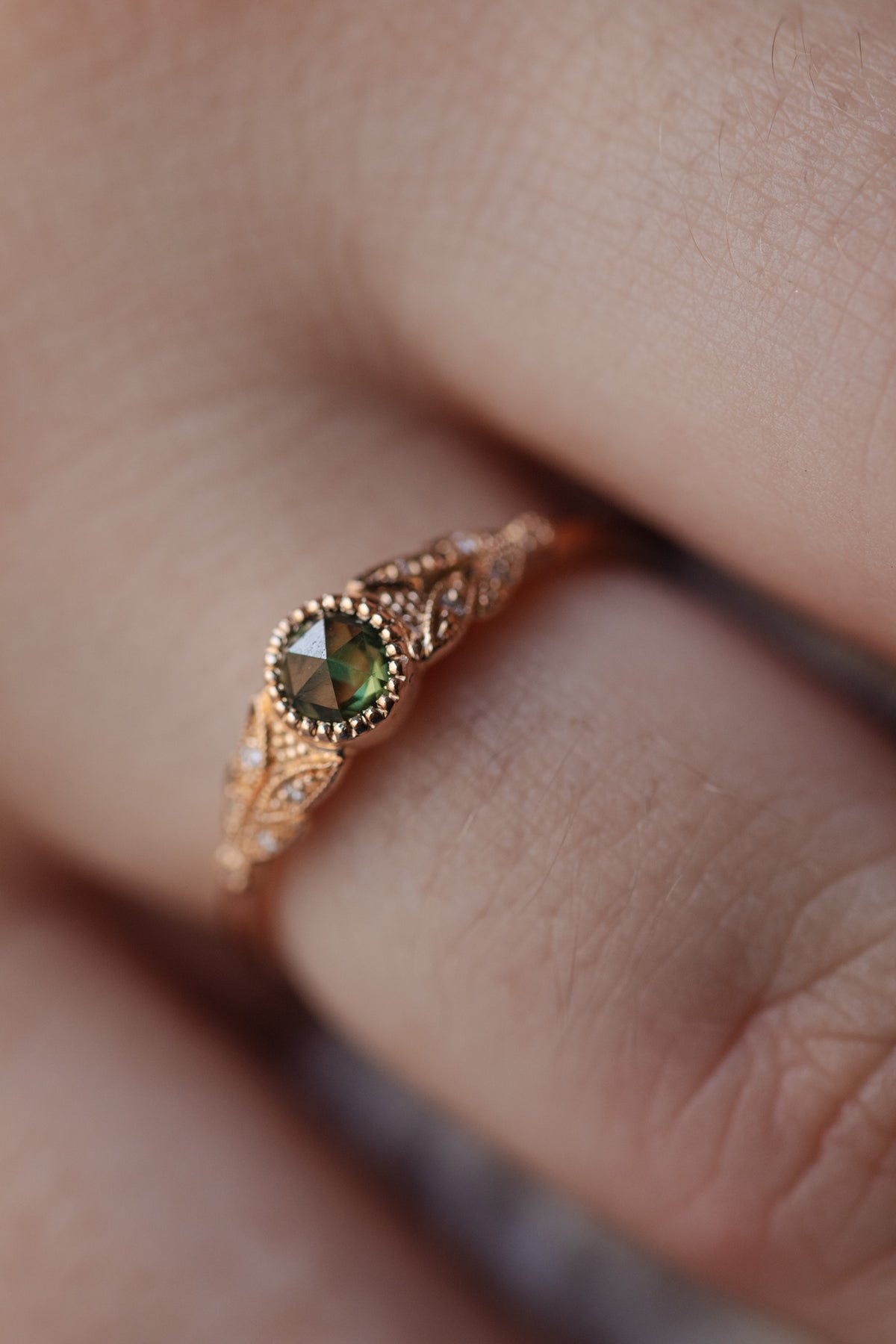 Bague Feuillage M Saphir Vert