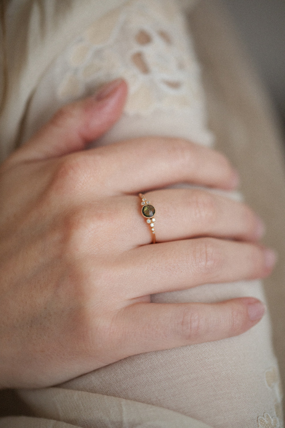 Bague Iris L Saphir vert