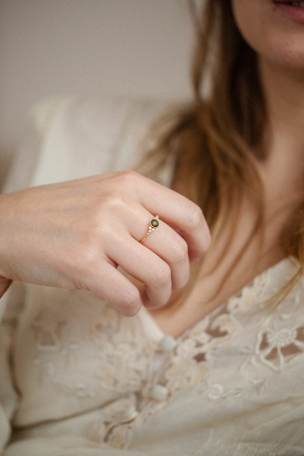 Bague Iris L Saphir vert