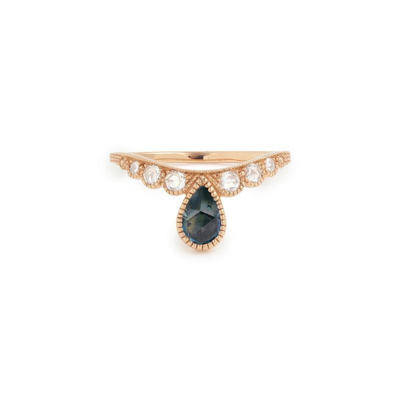 Bague Diadème Poire Saphir mermaid