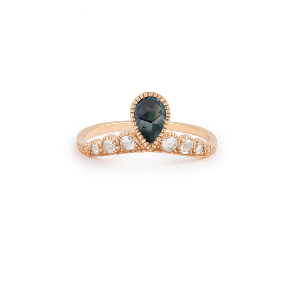 Bague Diadème Poire Saphir mermaid