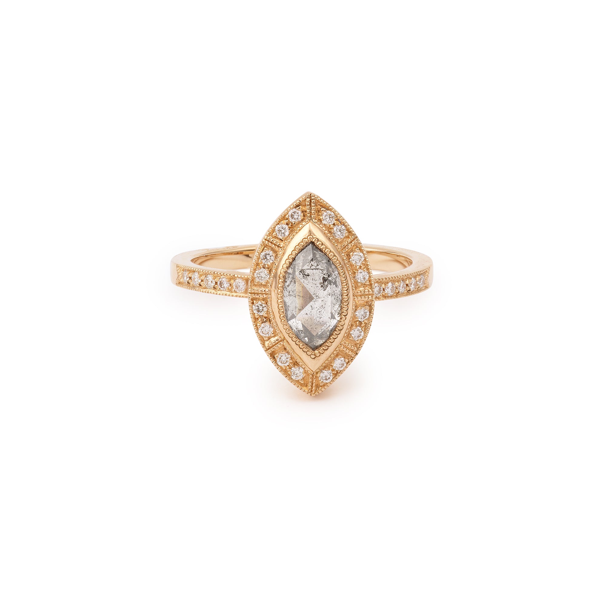 Pièce Unique Aphrodite Navette diamant Salt & Pepper