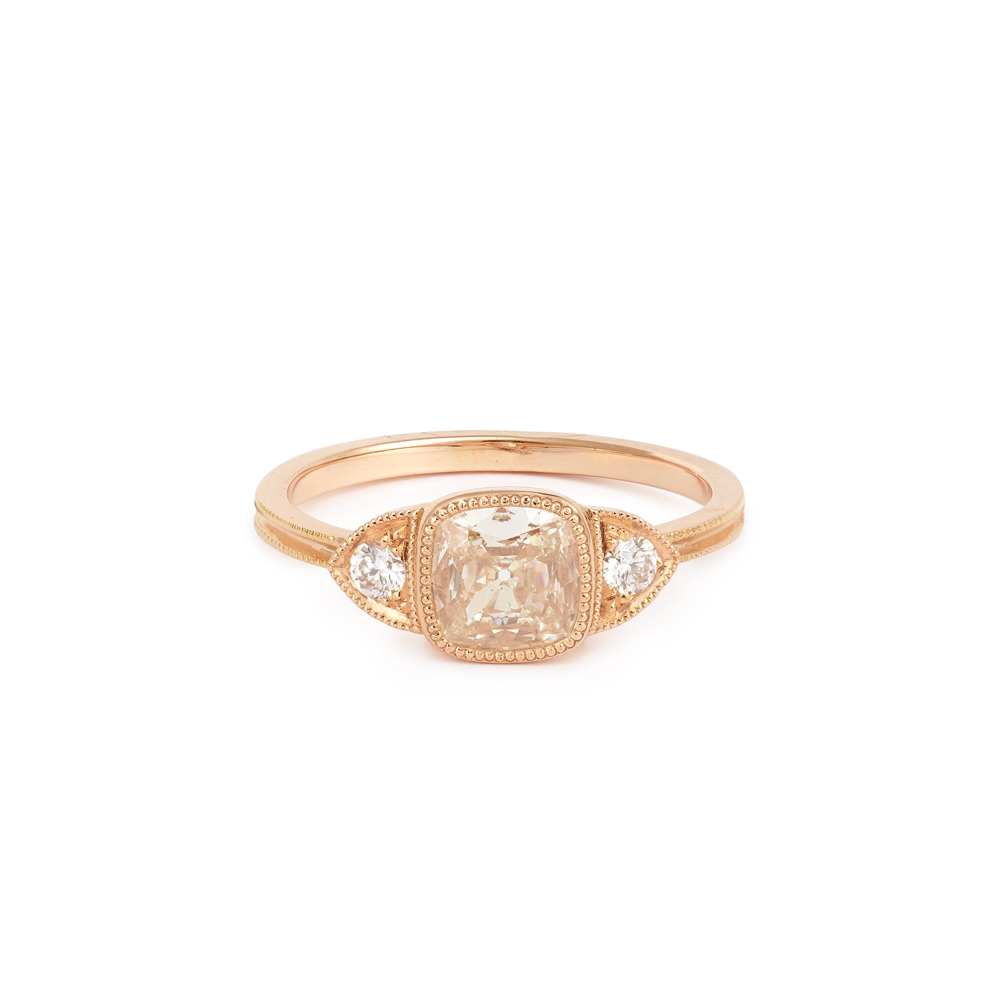 Bague de fiançailles de créateur Pièce unique en or et diamants blancs brillants naturels Myrtille Beck Paris