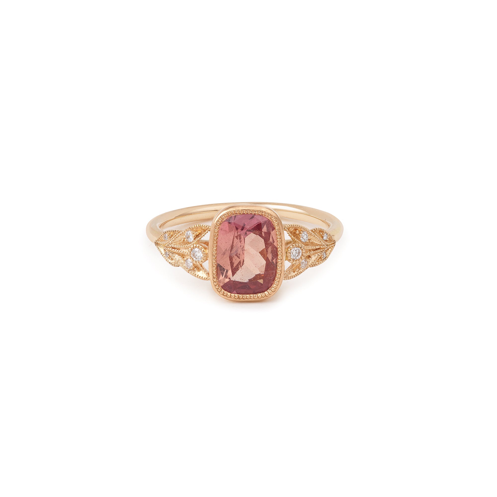 Pièce Unique Feuillage saphir Padparadscha coussin