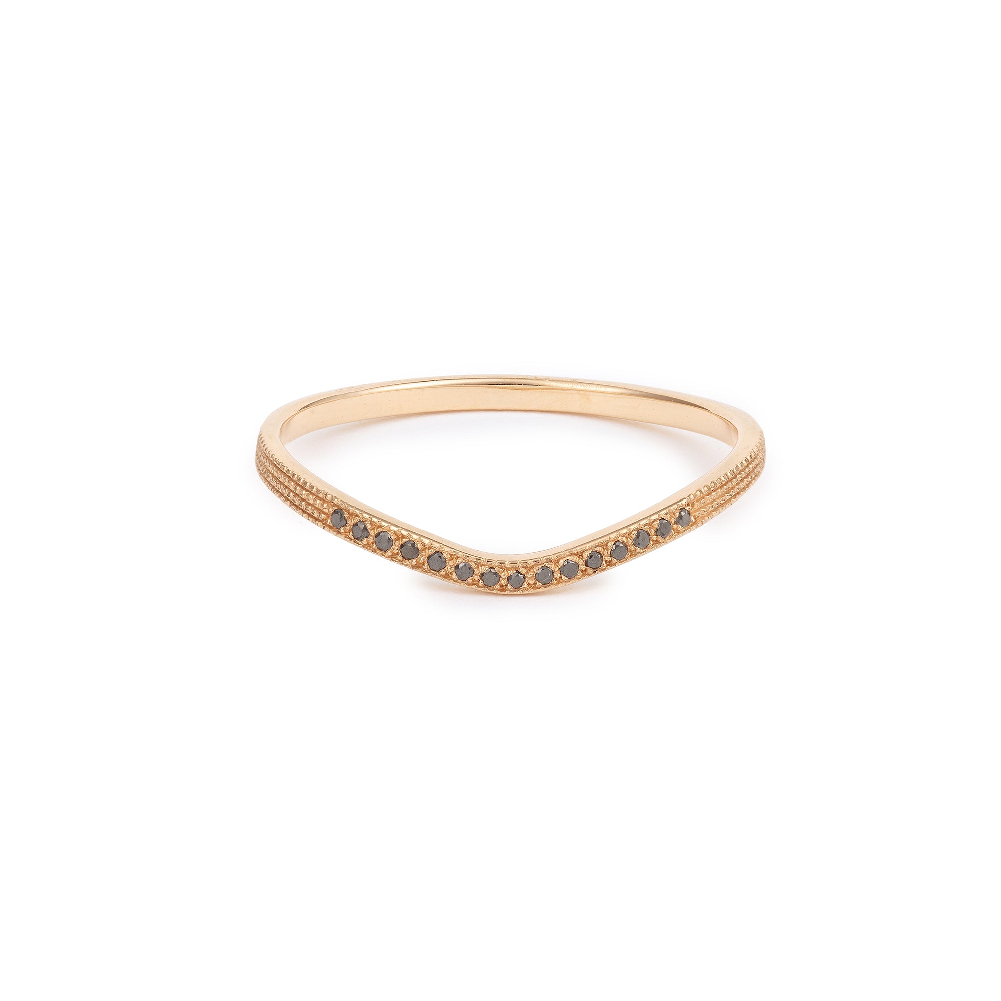 Alliance Wave Triple Milgrain Diamants noirs