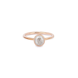 Bague de fiançailles de créateur Pièce unique Solitaire double milgrain Diamant icy rosecut oval