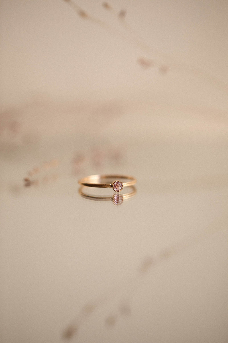 Solitaire Double Milgrain S Saphir rose