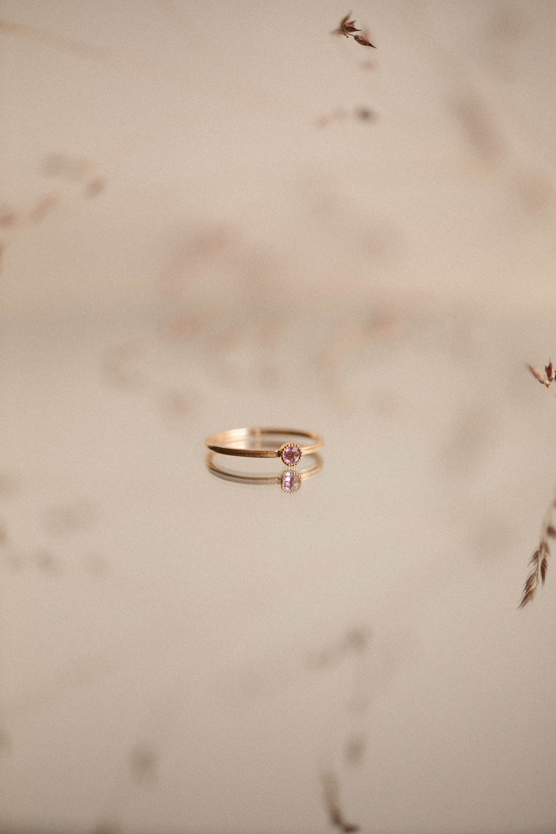Solitaire Double Milgrain S Saphir rose