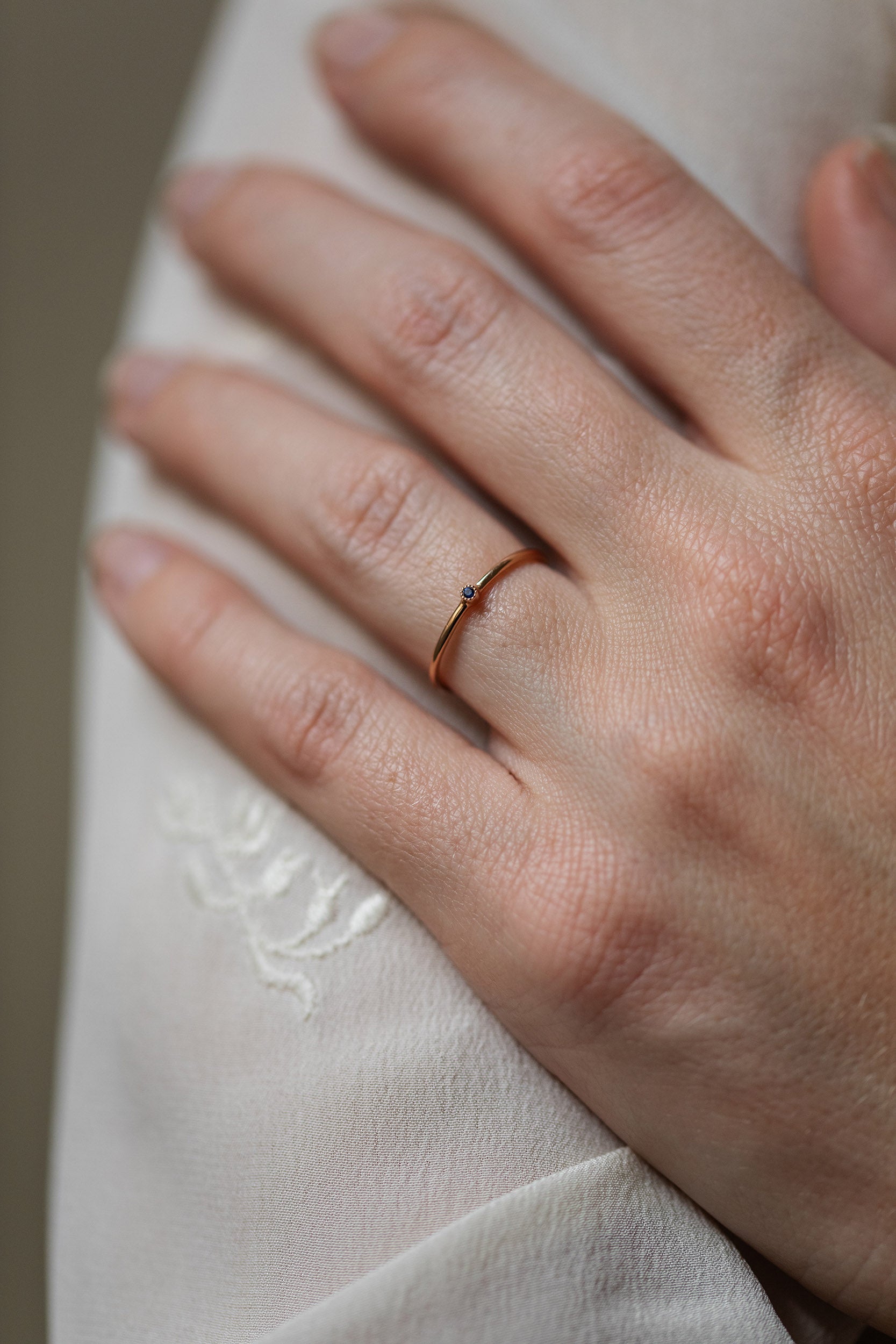 Solitaire Mini Love Ring XS Saphir bleu