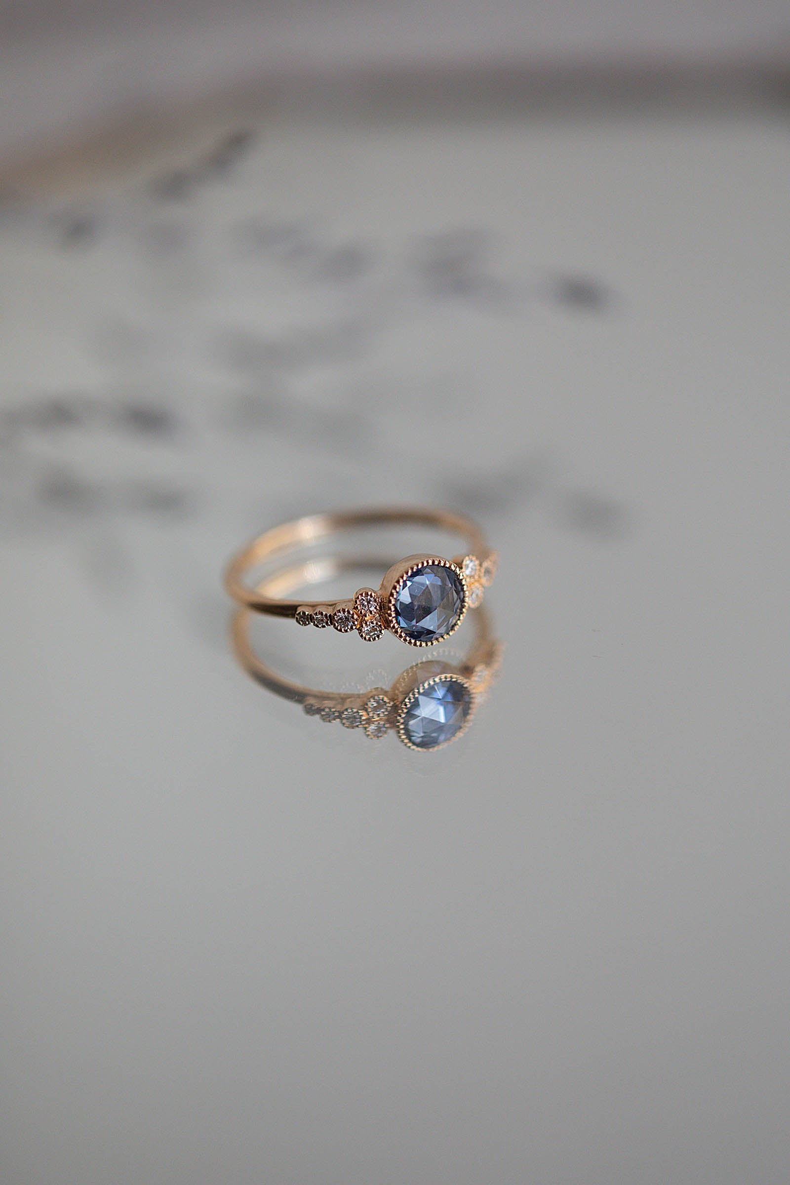 Bague Iris XL Saphir Bleu Rosecut