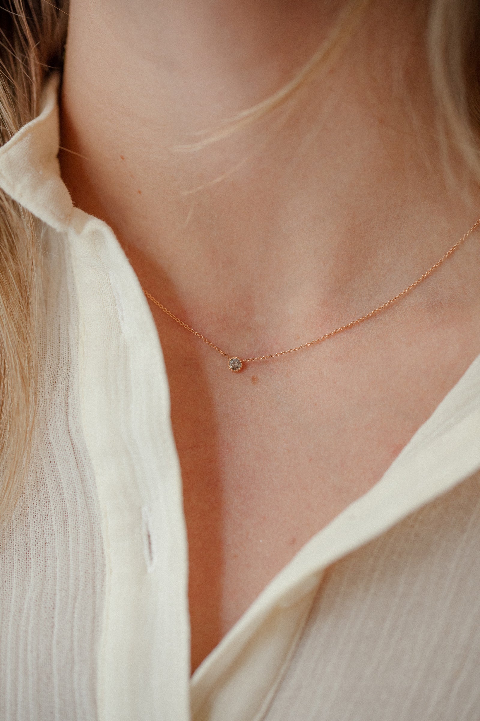 Bijoux de créateur collier cadeau de Noël en or gravée et diamant salt and pepper édition limitée