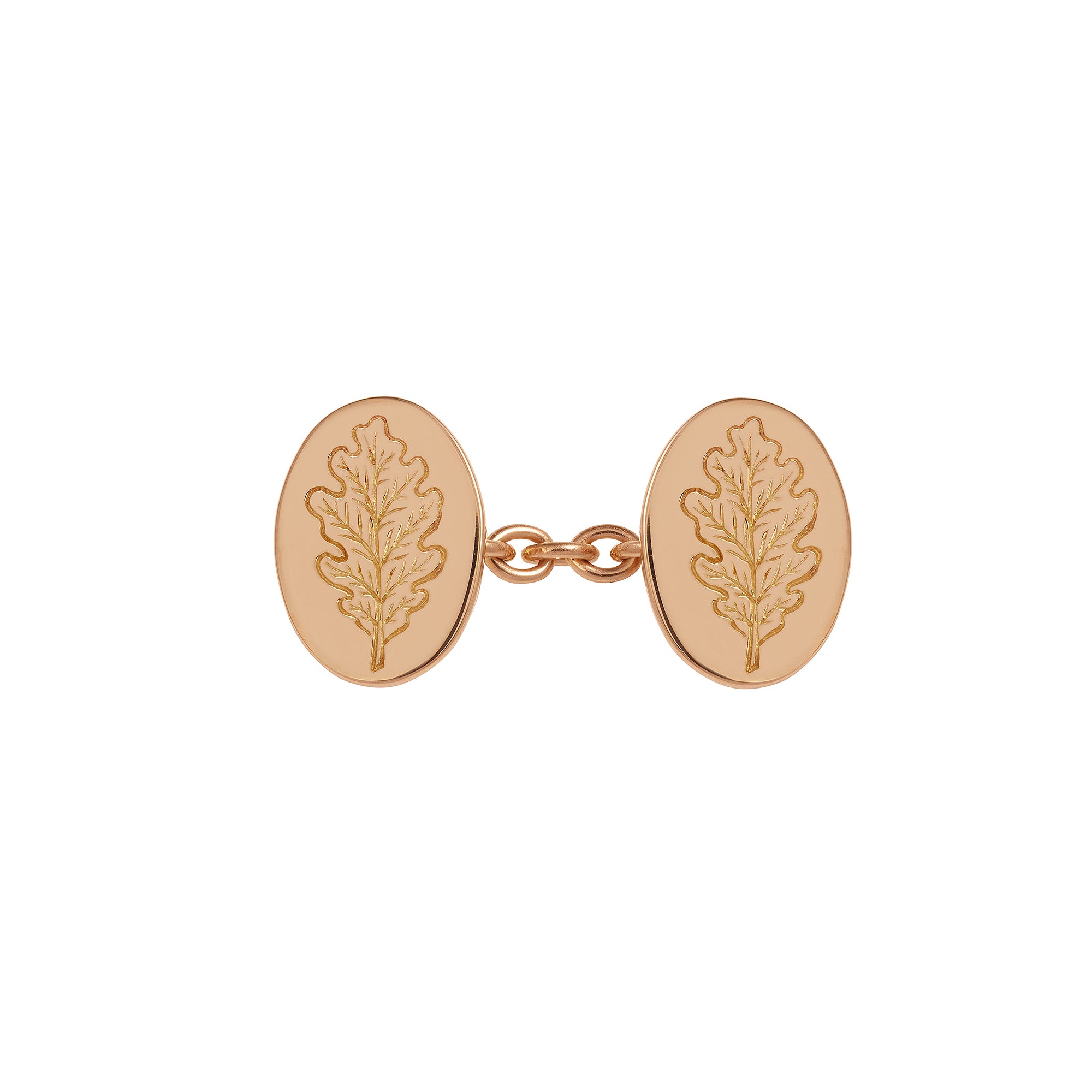Bouton de manchette ovale tout Feuille de Chêne