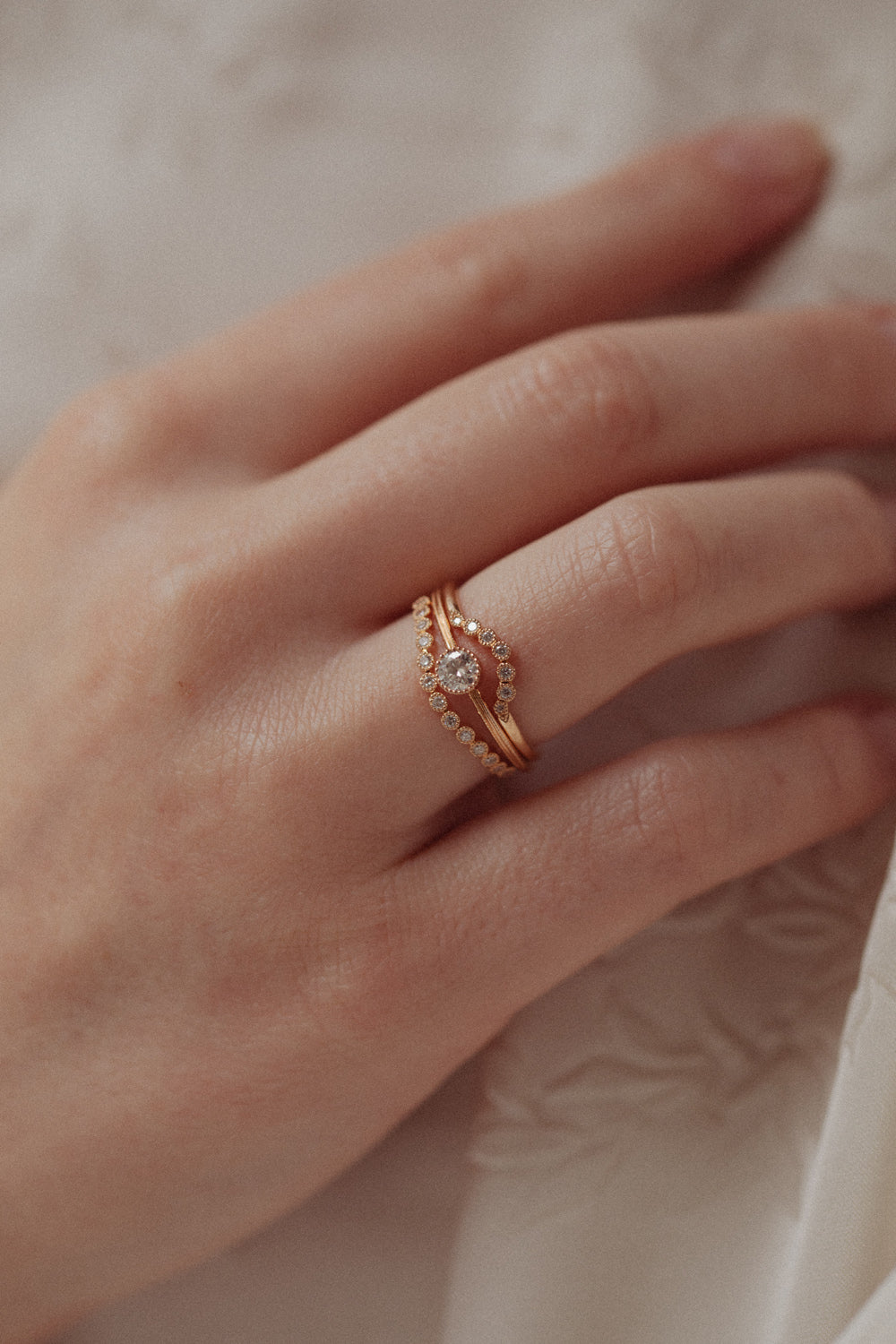 Solitaire Double Milgrain M Diamant brillant