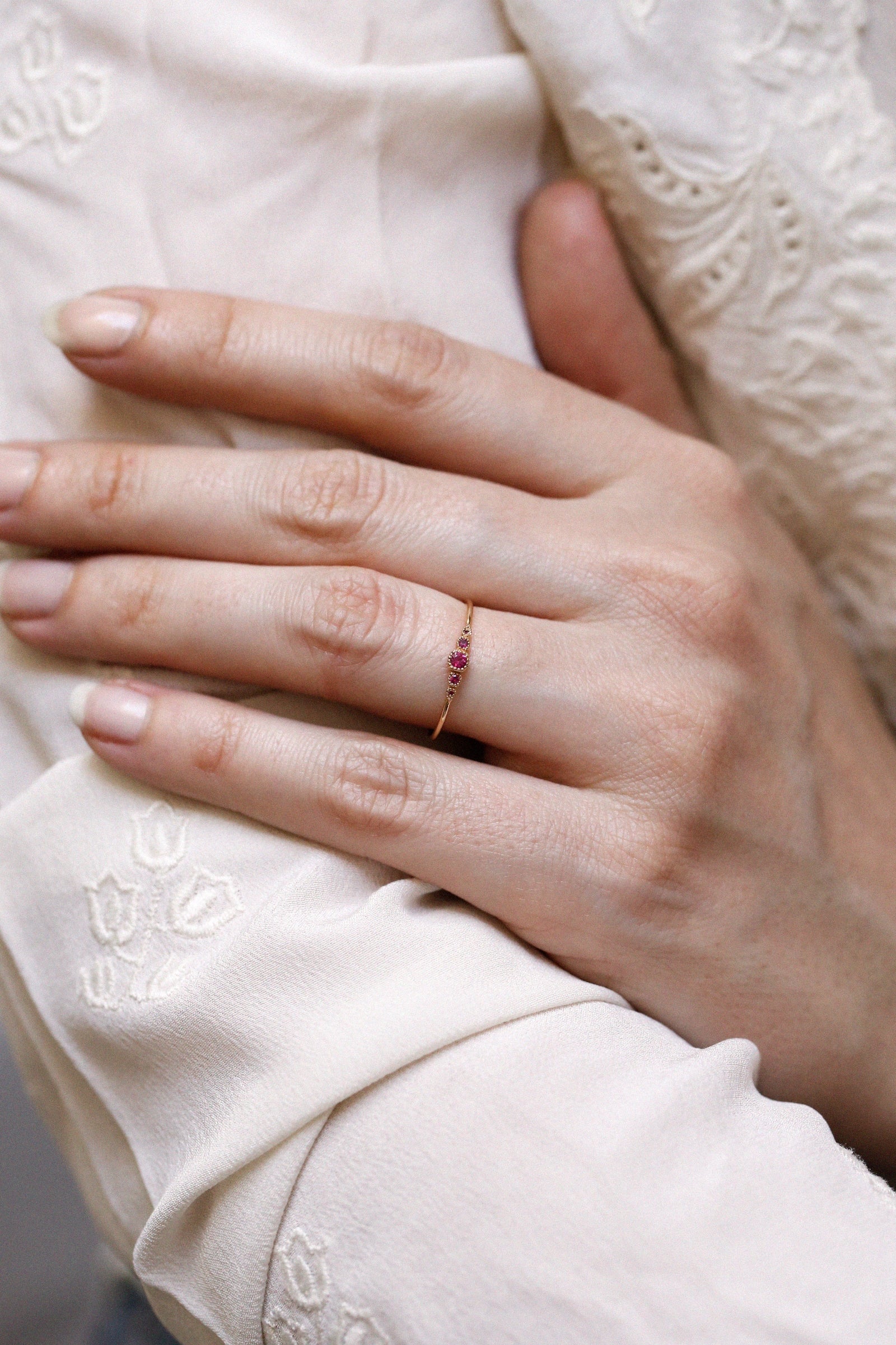 Bague Petit Amour Céleste Rubis Framboise