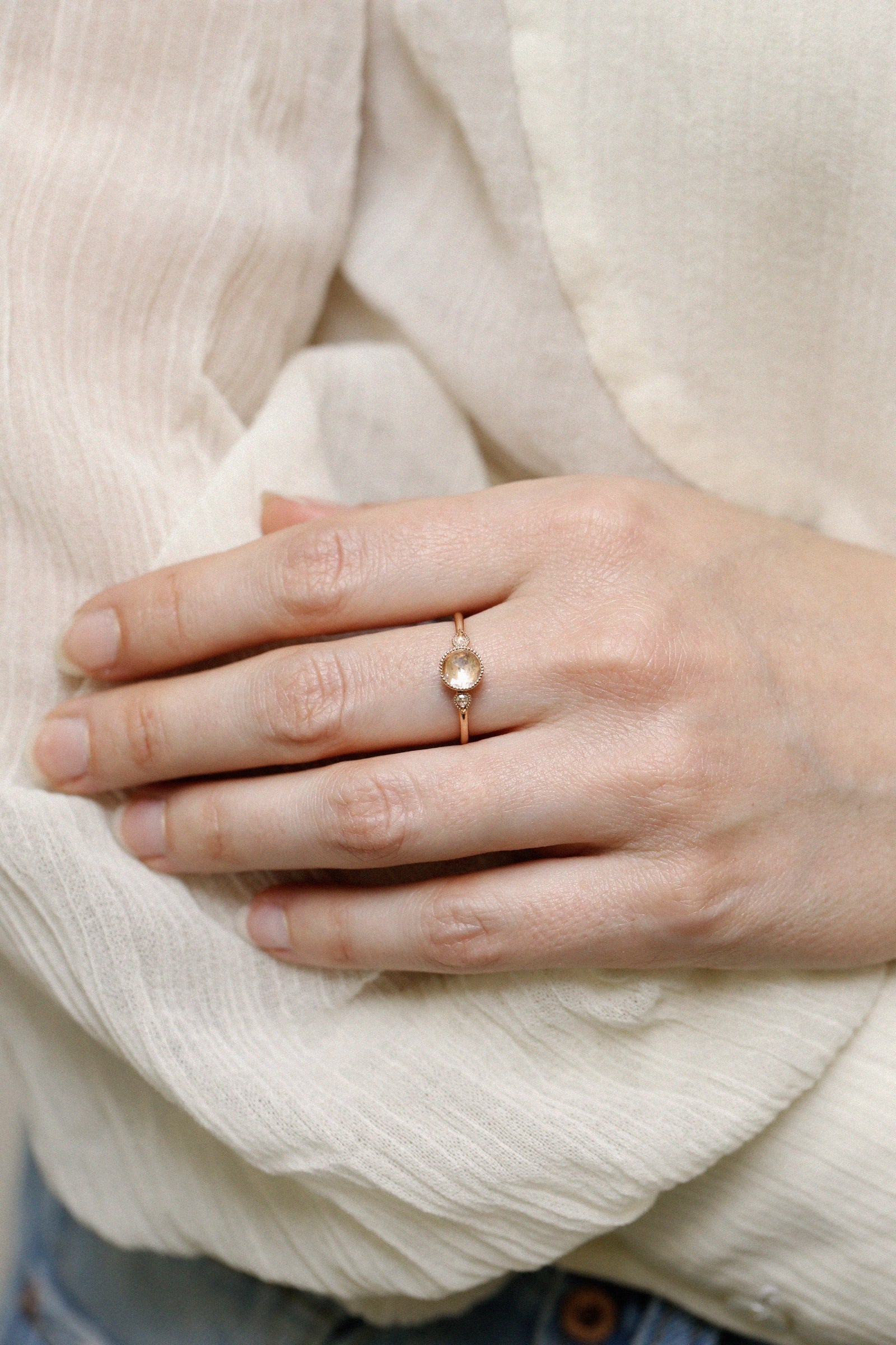 Bague Amour Céleste XL Saphir blanc