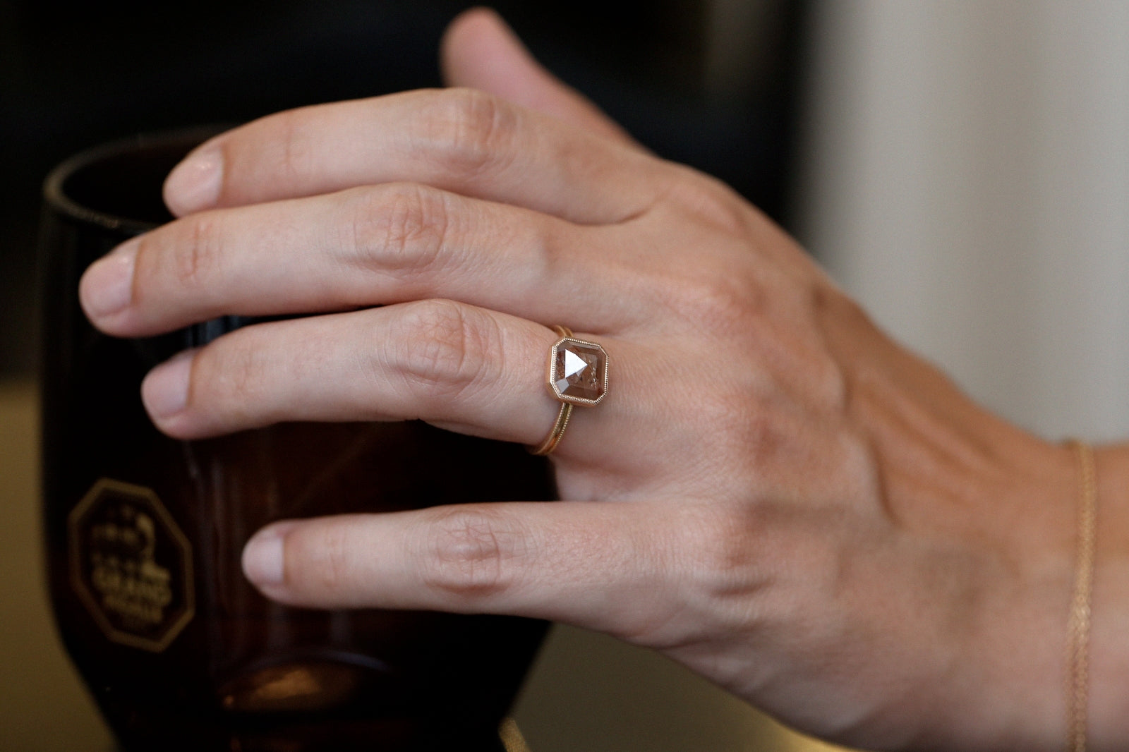 Pièce Unique N°10/2022, Solitaire double milgrain Diamant orange RPC