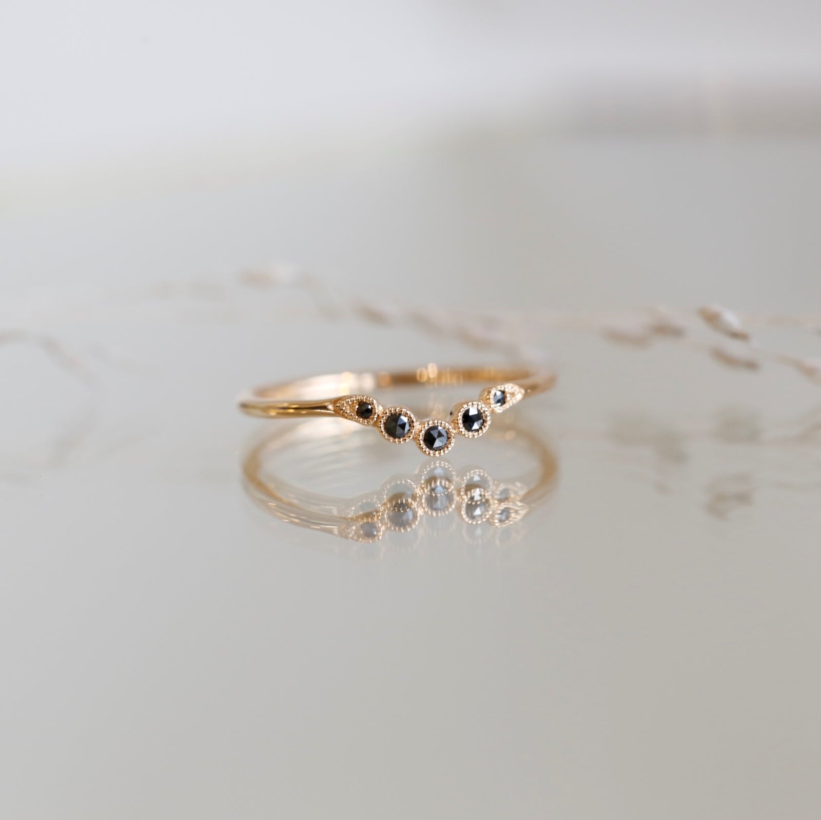 Bague Petit Amour Céleste Curve XL Diamants noirs