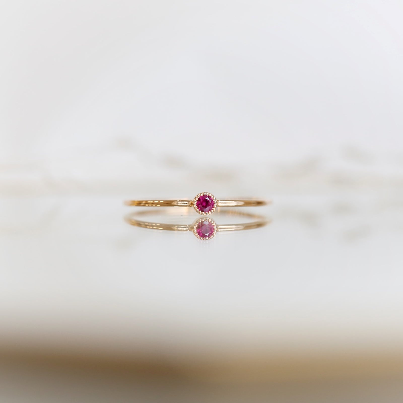 Solitaire Mini Love Ring S Rubis framboise