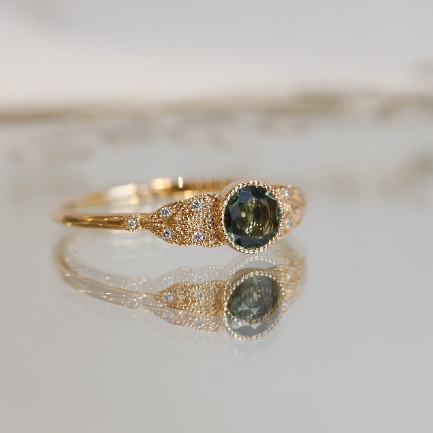 Bague Feuillage L Saphir vert