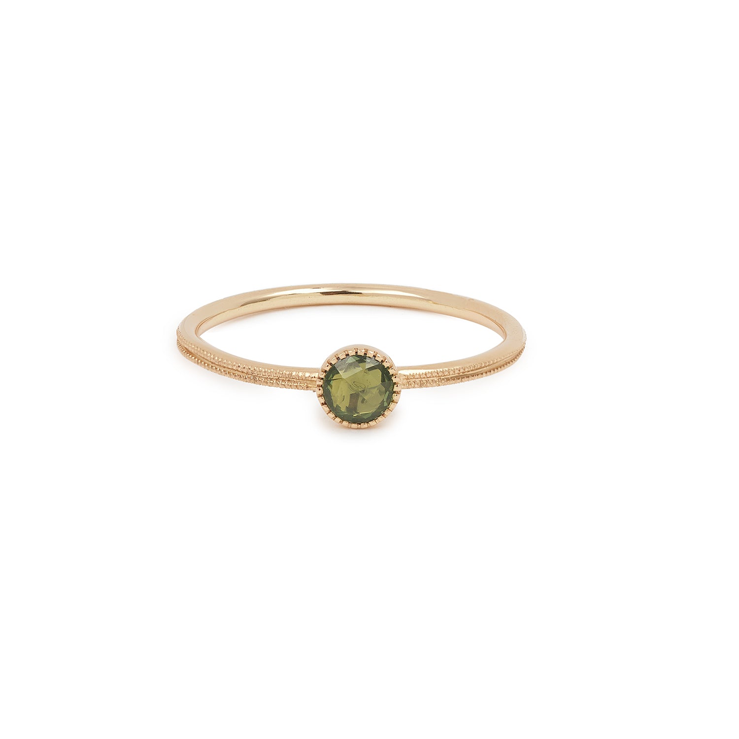 Solitaire Double Milgrain M Saphir vert