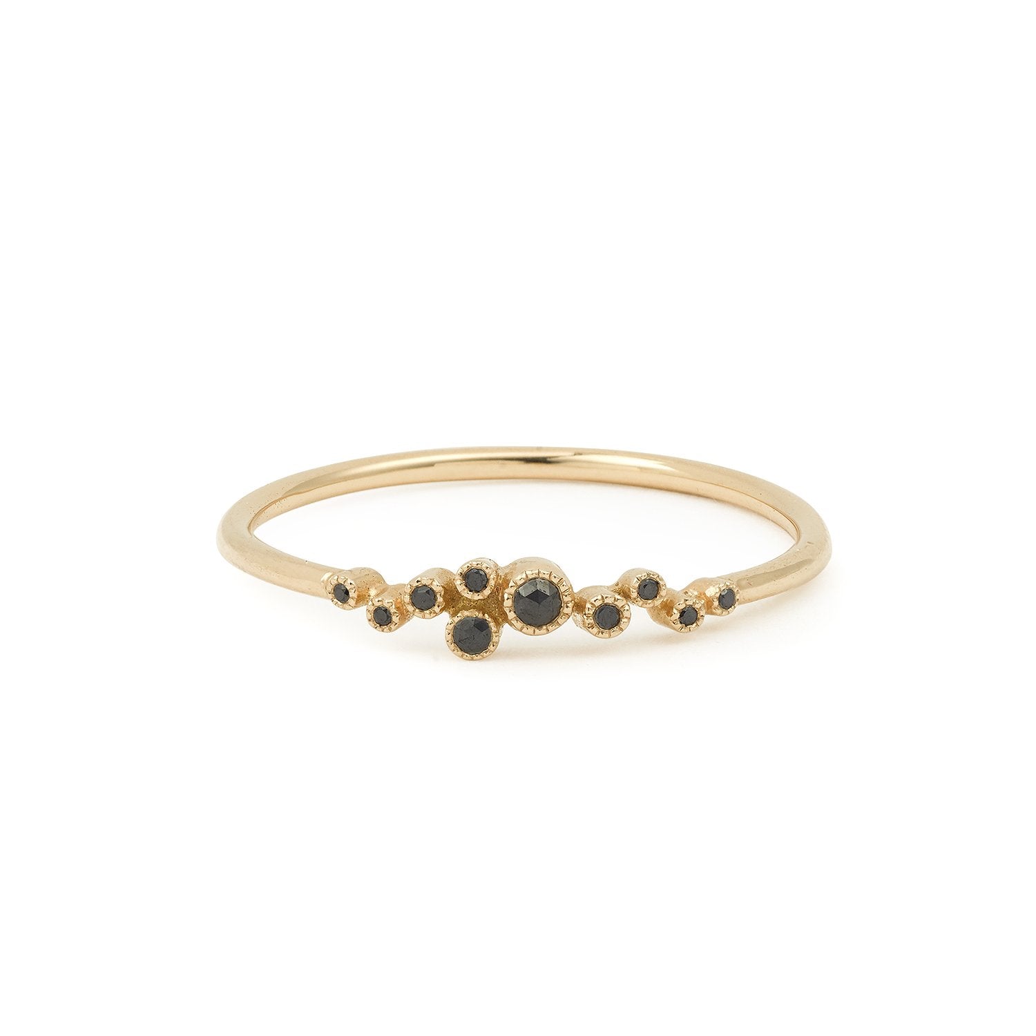 Bague - Bague Nébula or rose et Diamants noirs, Myrtille Beck, french cluster ring