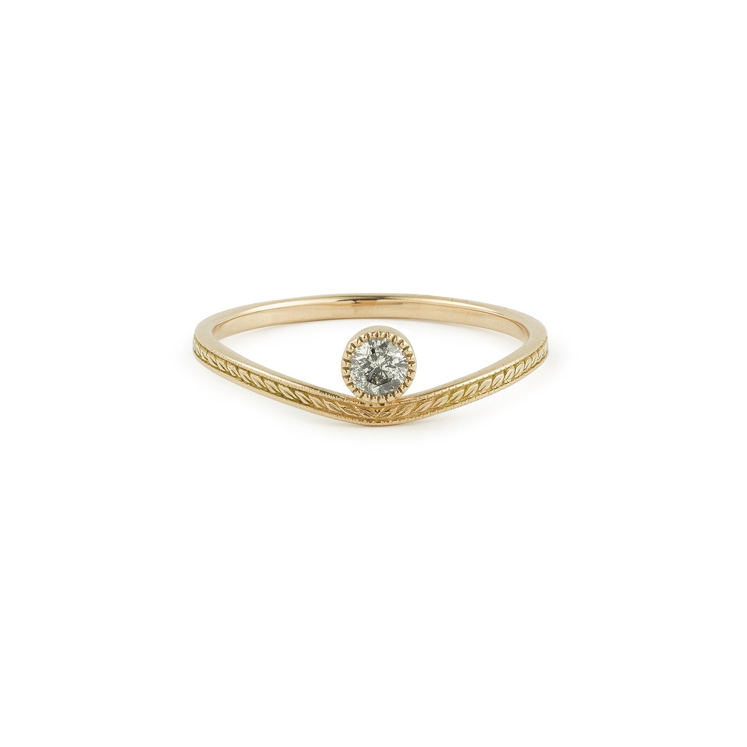 Bague Sienna diamant galaxie, Myrtille Beck, bague de fiançailles de créateur, diamant salt and pepper