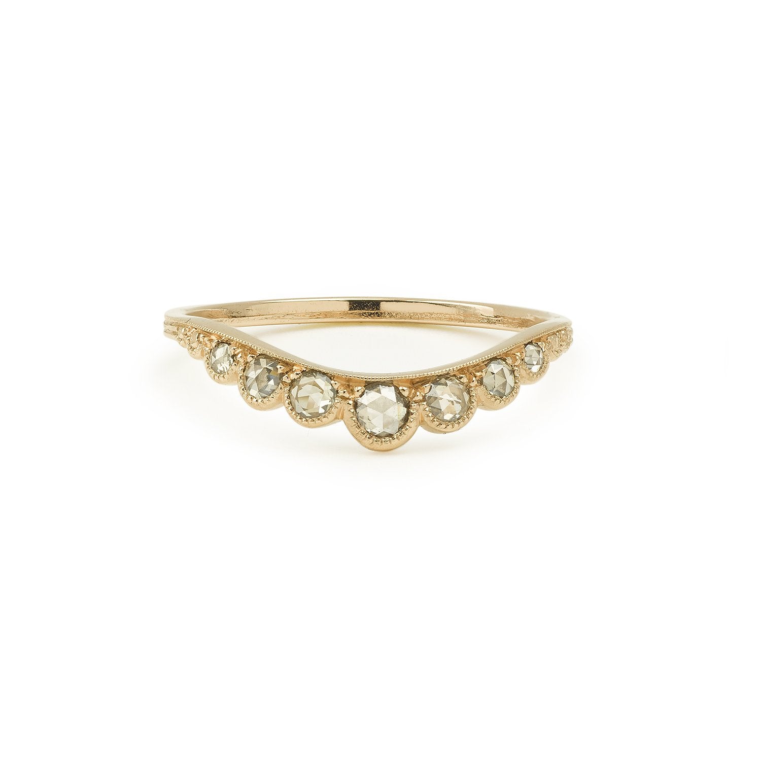Bague Grand Diadème Myrtille Beck, diamants champagne, bague de fiançailles uniques, bague de fiançailles de créateur Paris