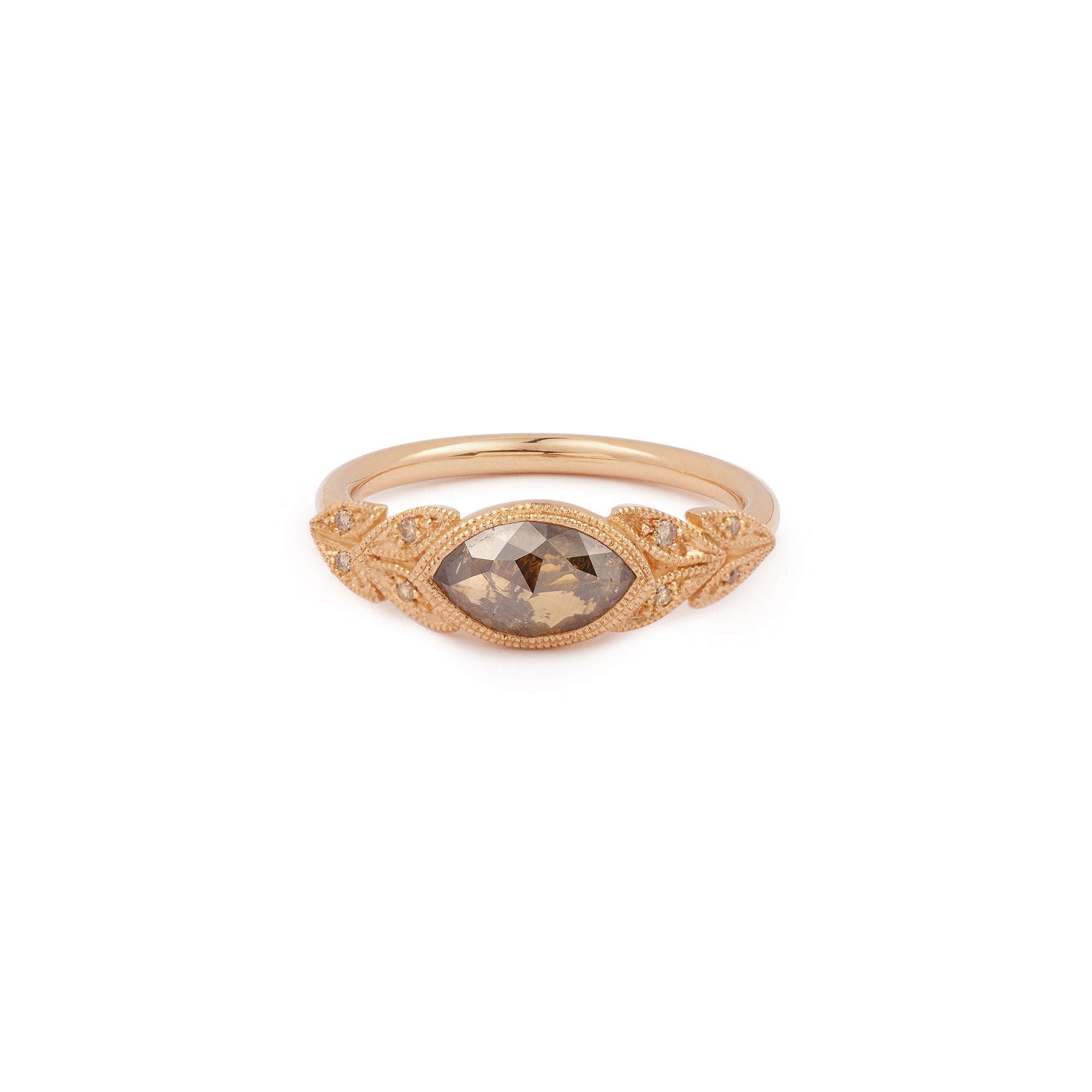Bague Feuillage Diamant brun, Pièce Unique