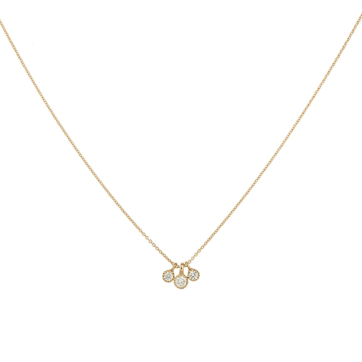Collier Love triple 3 diamants 1S 2XS, Myrtille Beck, collier chaine fine et diamants, collier de mariage, collier de créateur
