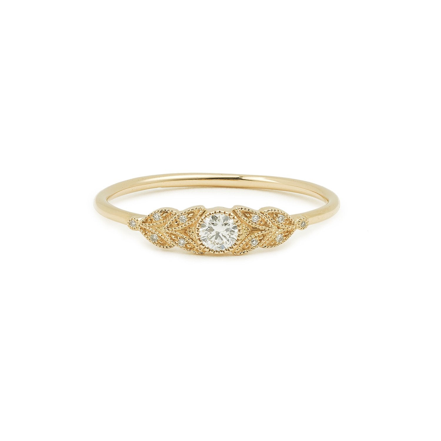 Bague Feuillage S or rose Myrtille Beck, bague de fiançailles Paris