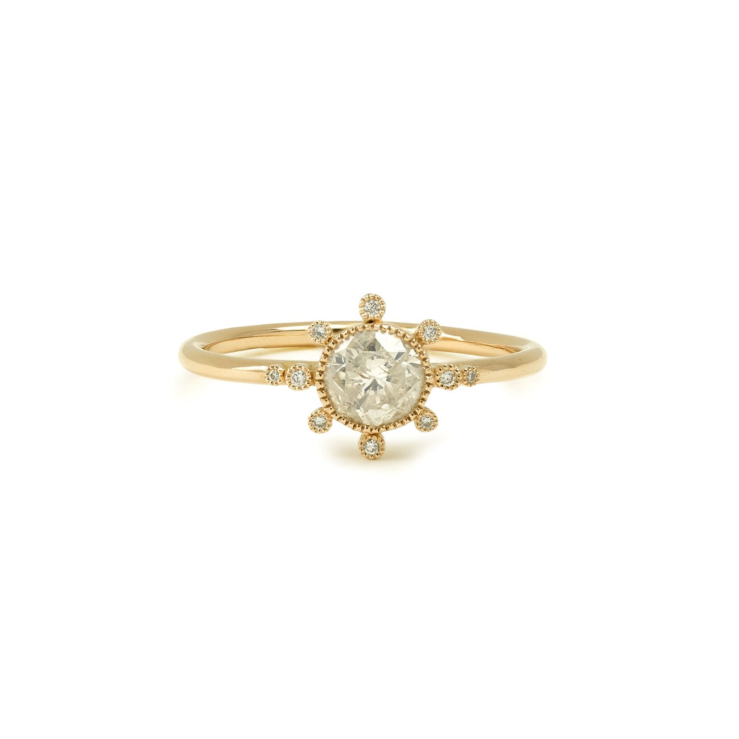 Bague Soleil Myrtille Beck, Bague de fiançailles unique, paris , diamant Icy Irrisé