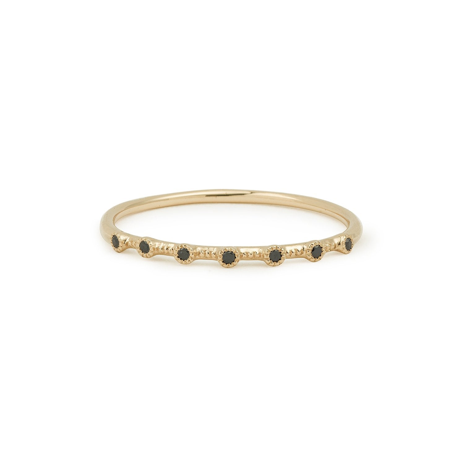 Bague Mira diamants noirs, bagues Myrtille Beck, bague de fiançailles de créateur, alliance fine vintage