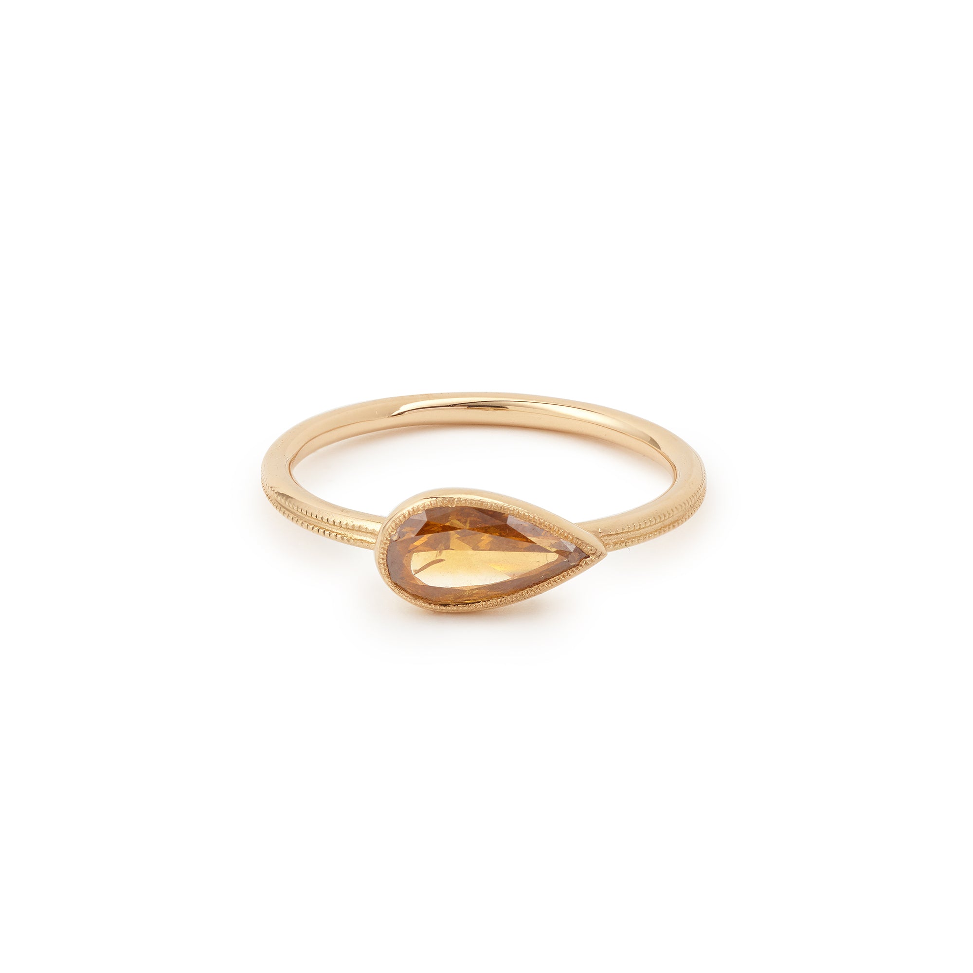 Solitaire diamant brun double milgrain, Pièce Unique N°2/2021