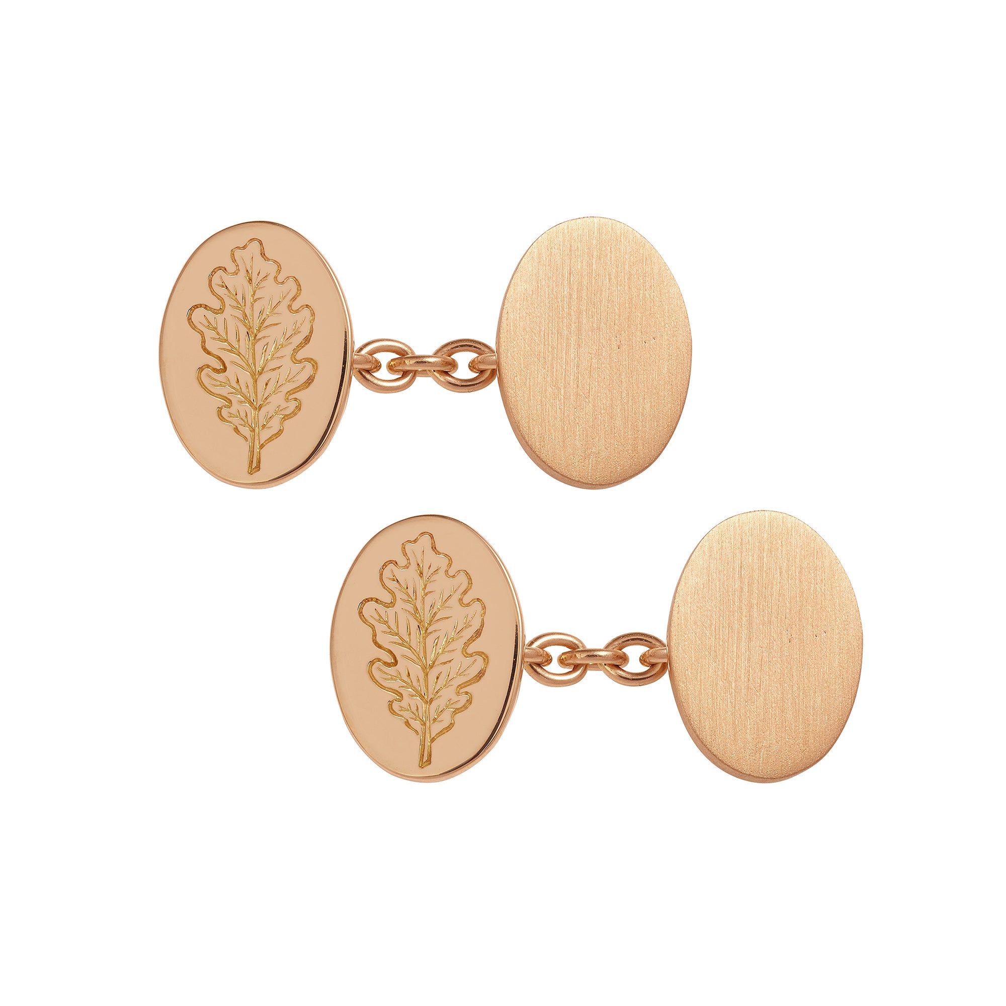 Bouton de manchette ovale Feuille de Chêne
