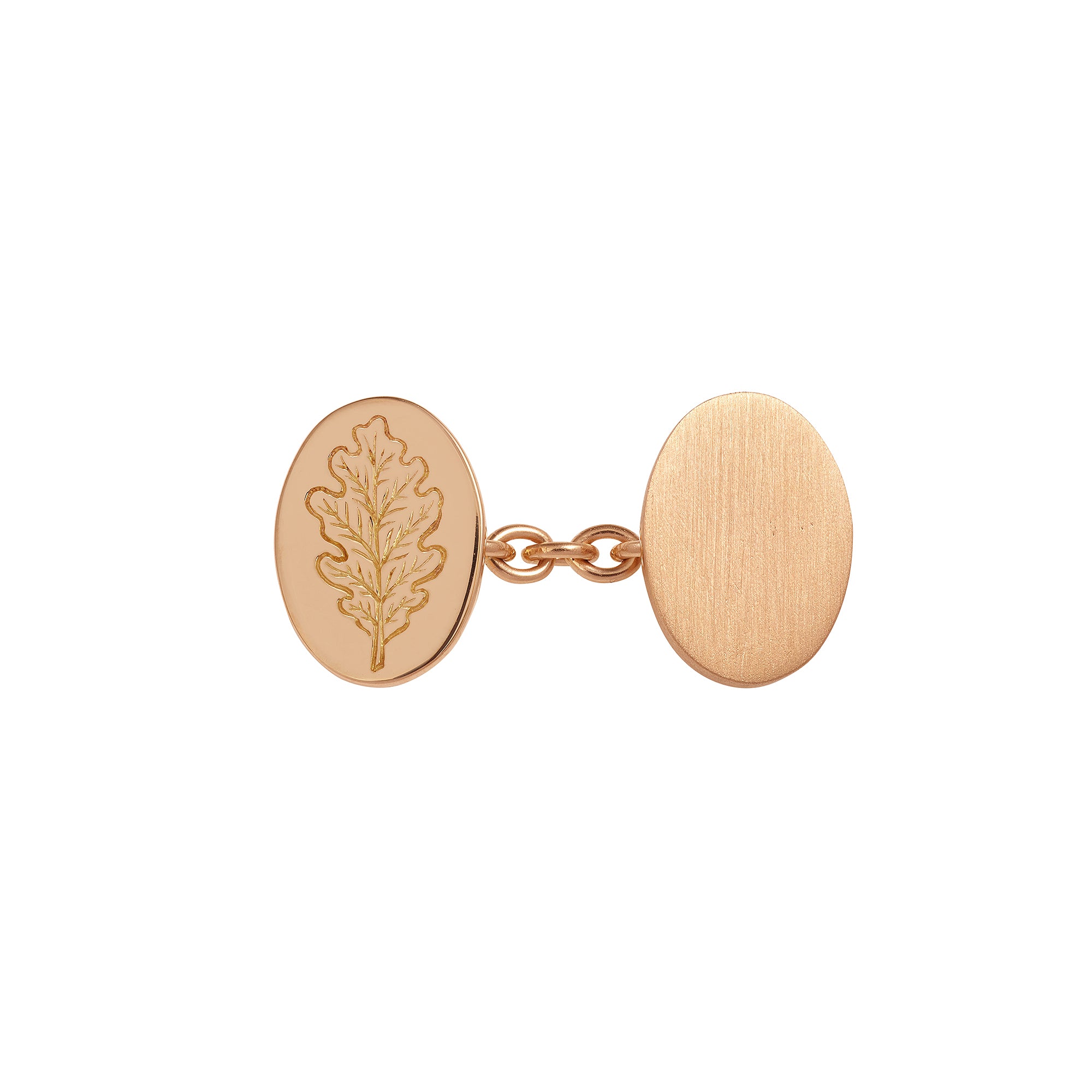Bouton de manchette ovale Feuille de Chêne