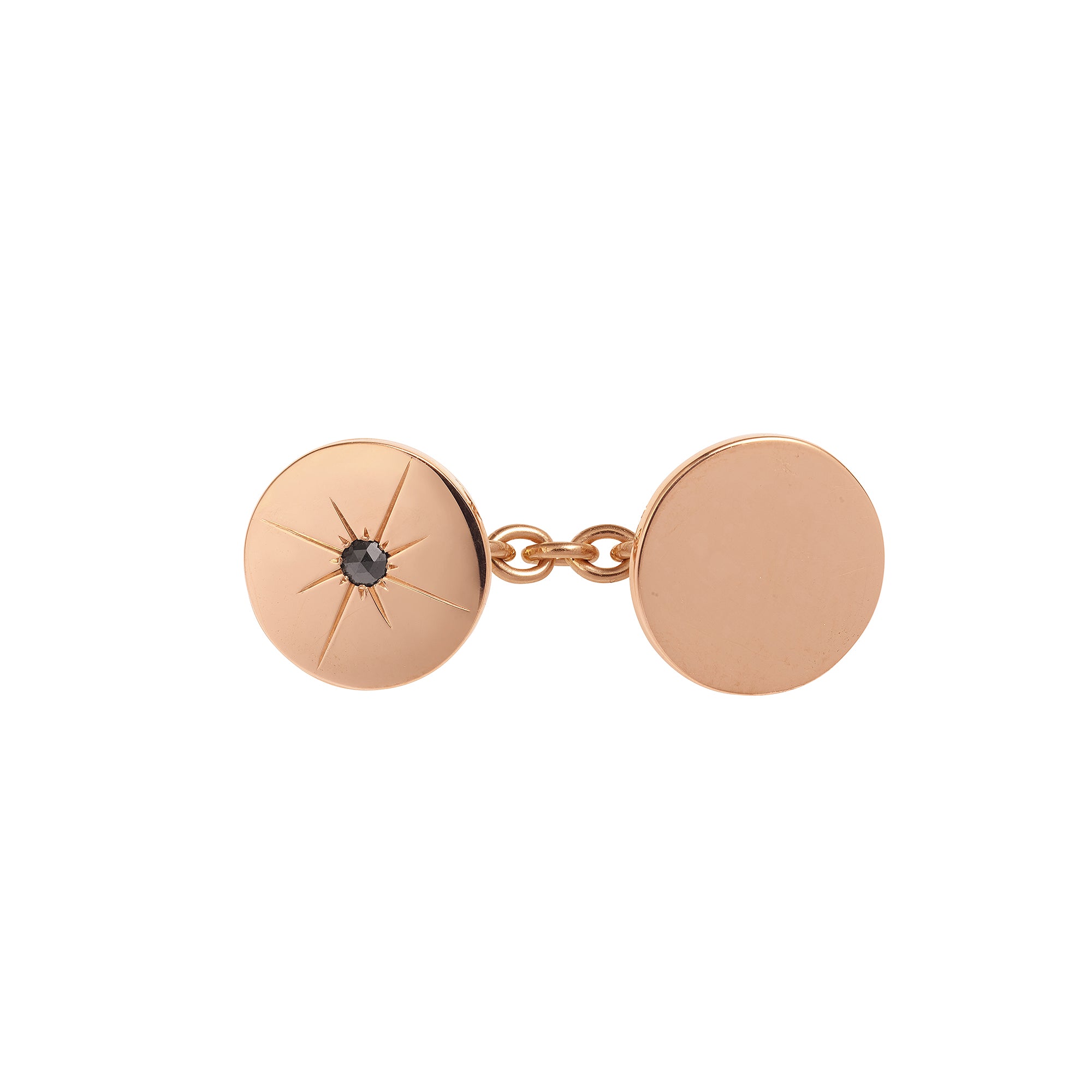 Bouton de manchette rond Etoile diamant noir