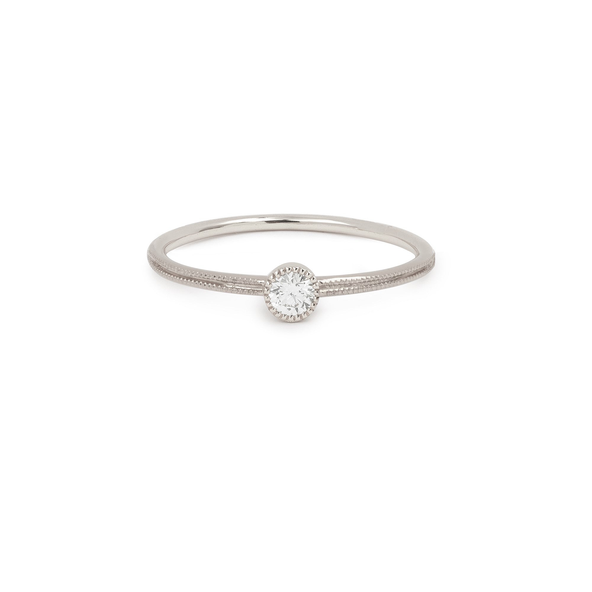 Solitaire Double Milgrain S Diamant brillant