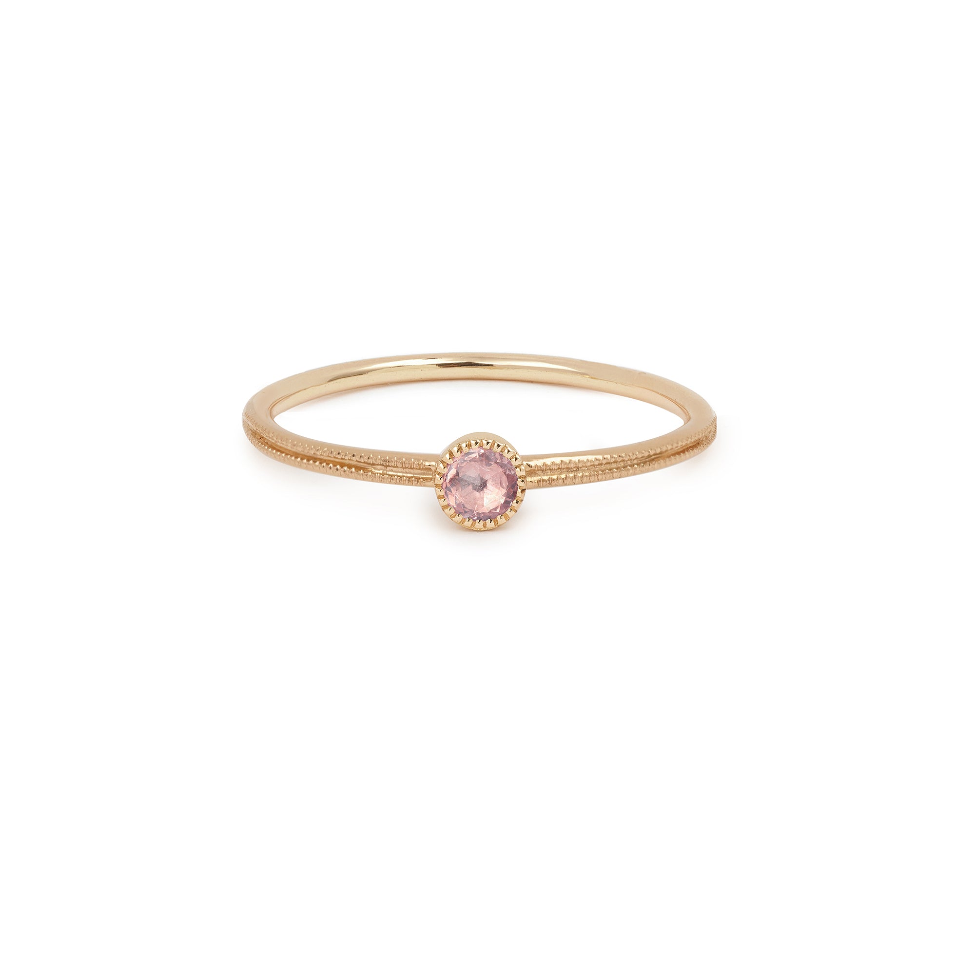 Solitaire Double Milgrain S Saphir rose