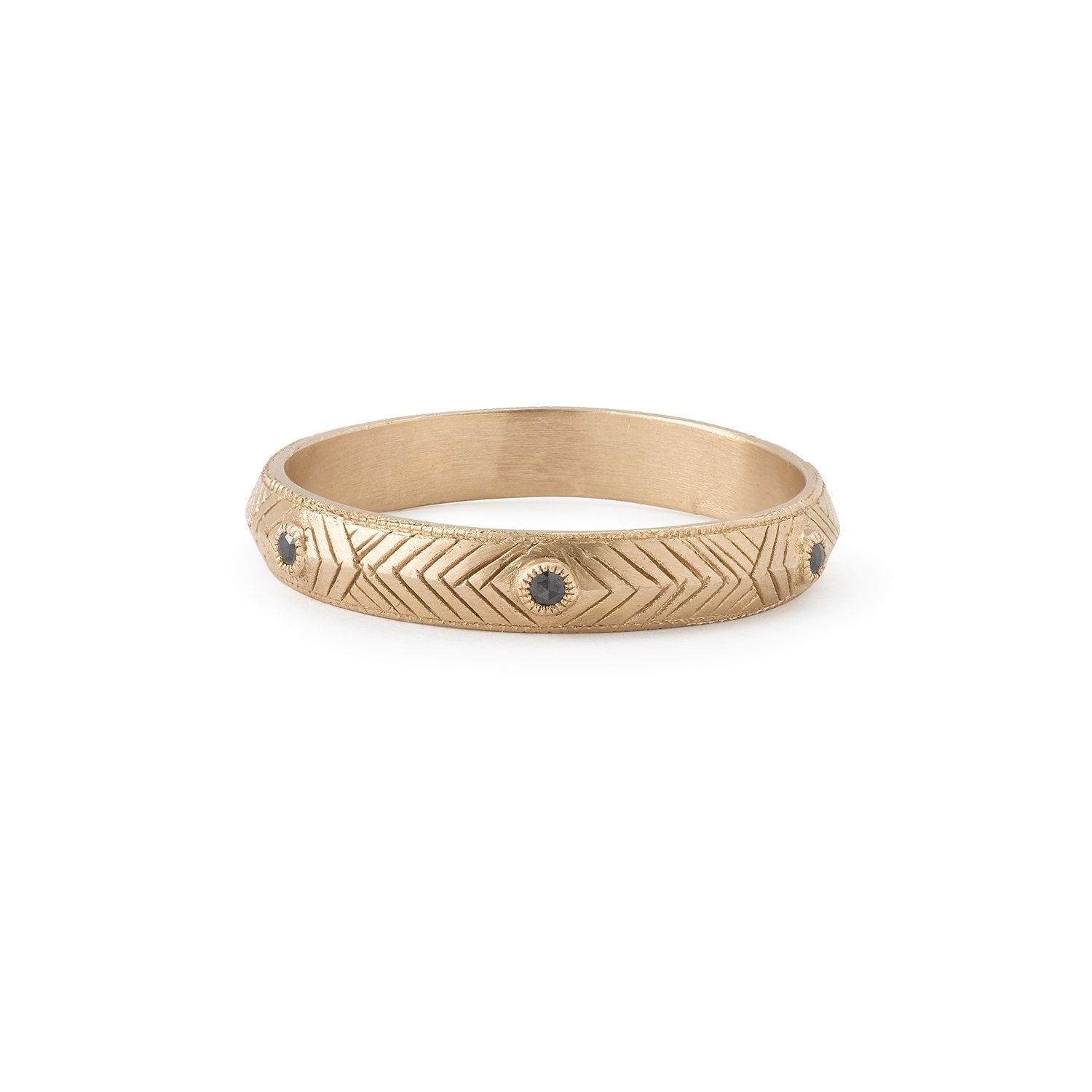 Bague - Alliance Marcus Or Rose diamants noirs - alliance de créateur Myrtille Beck Paris