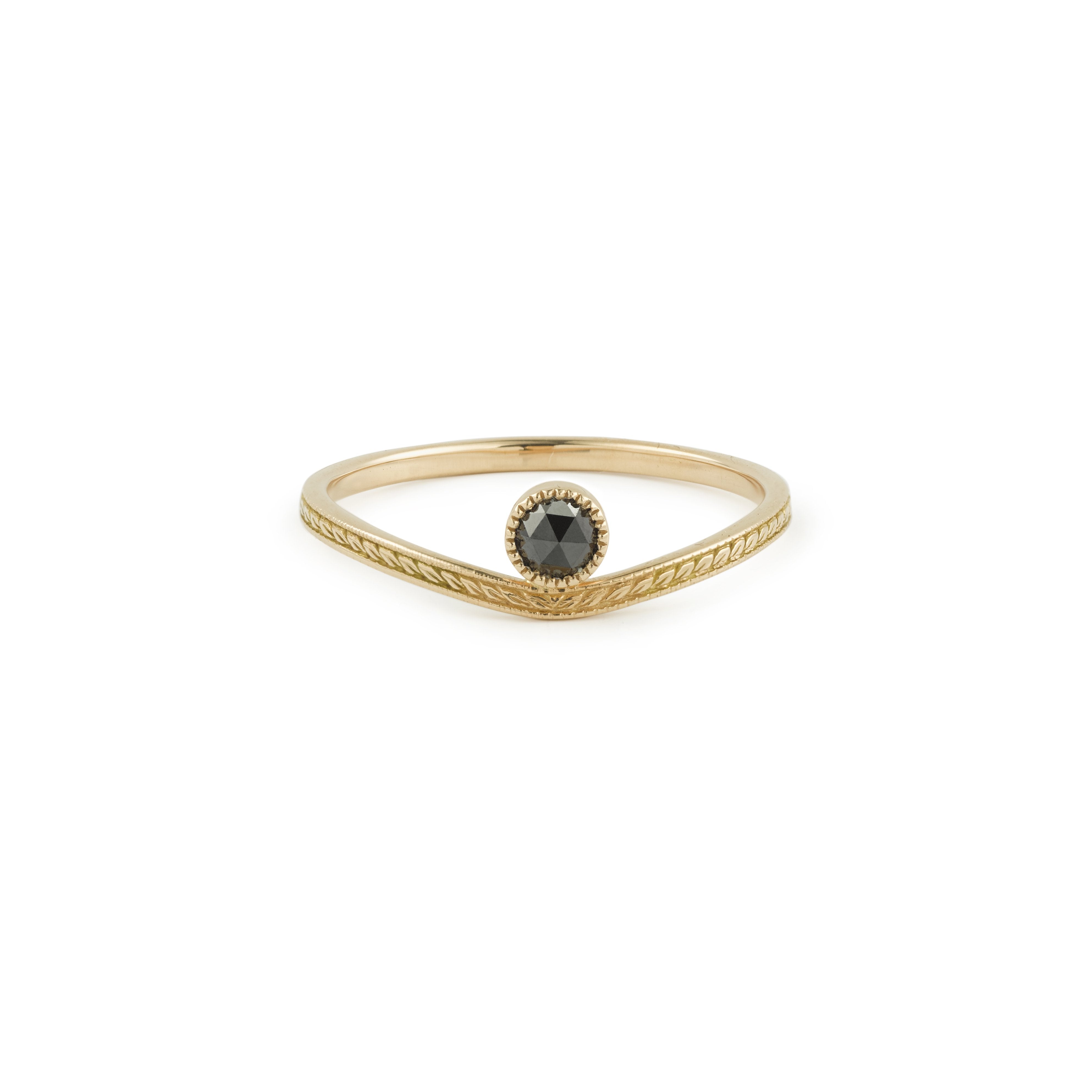 Bague Sienna diamant galaxie, Myrtille Beck, bague de fiançailles de créateur, diamant noir rosecut