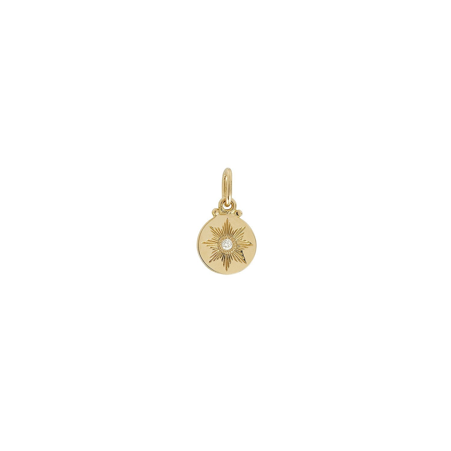 Mini médaille Soleil diamant Myrtille Beck, mini médaille or diamant; medaille bapteme originales, medaille bapteme laique