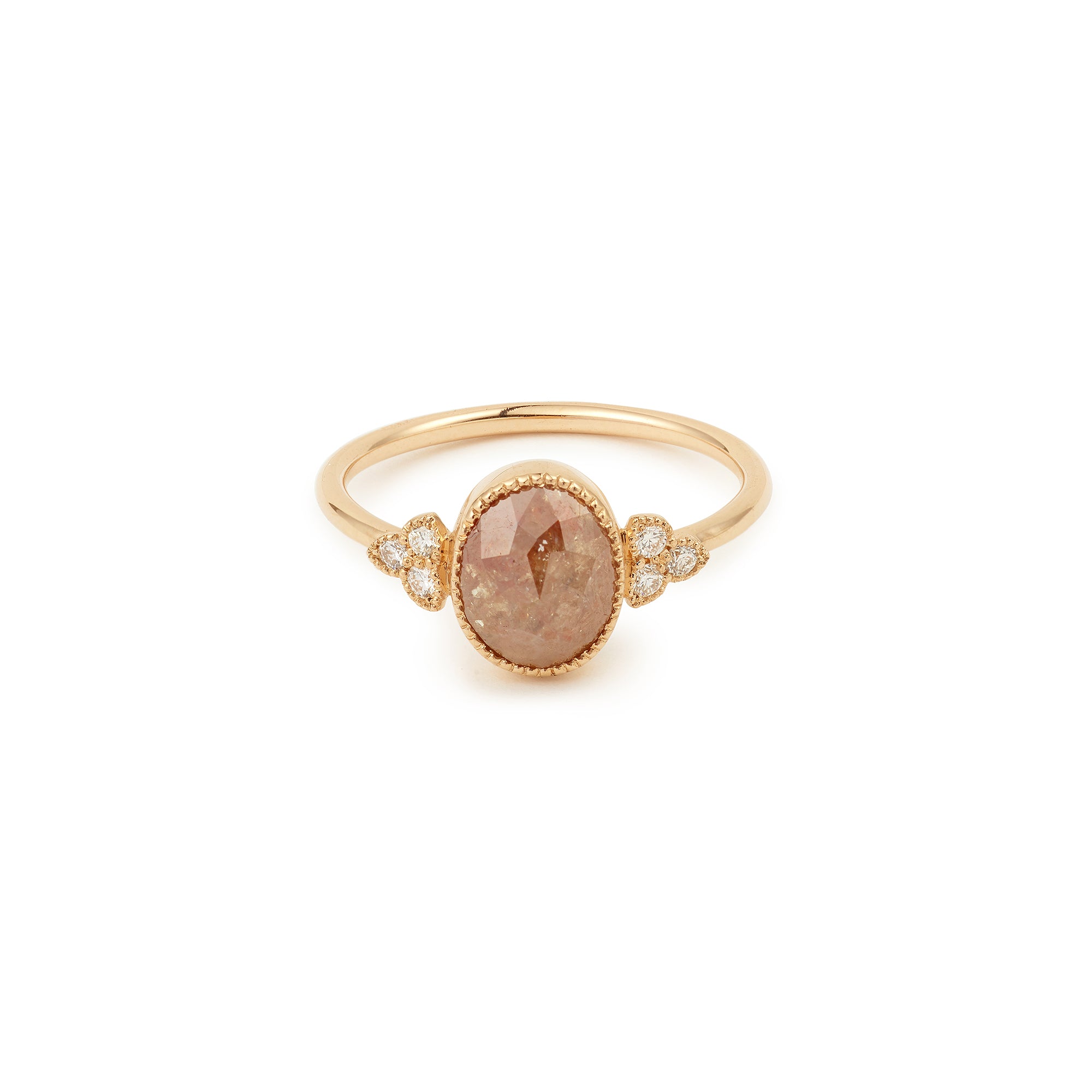 Pièce Unique Flora ovale verticale diamant brun rouge icy