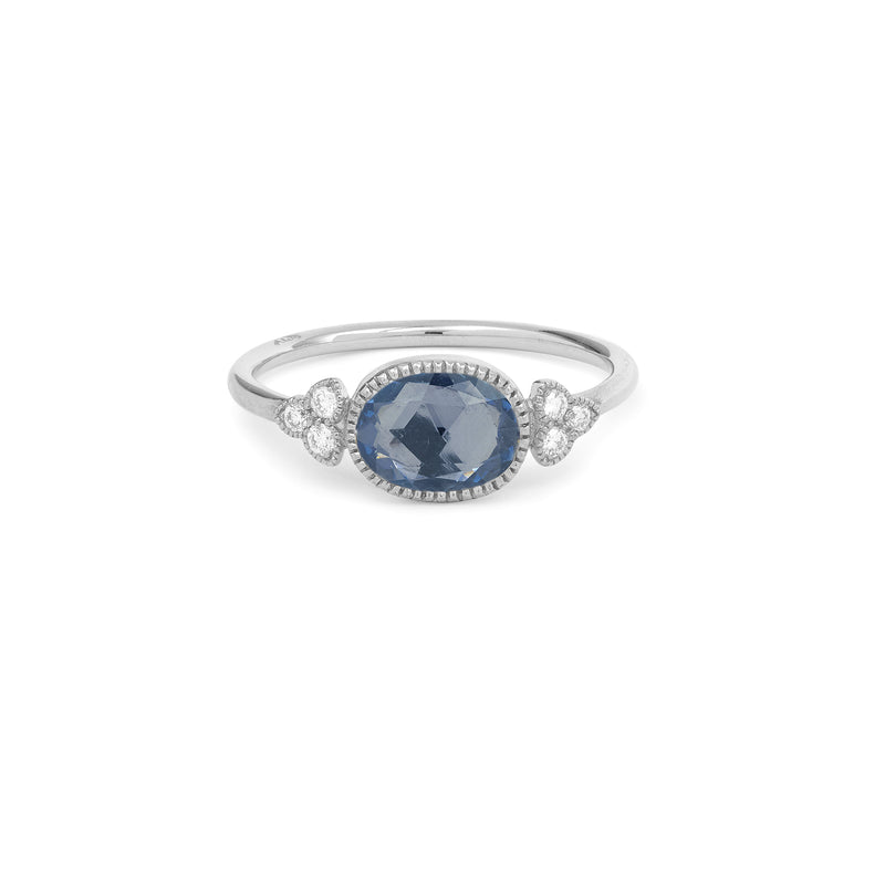 Bague Flora ovale horizontale Saphir bleu