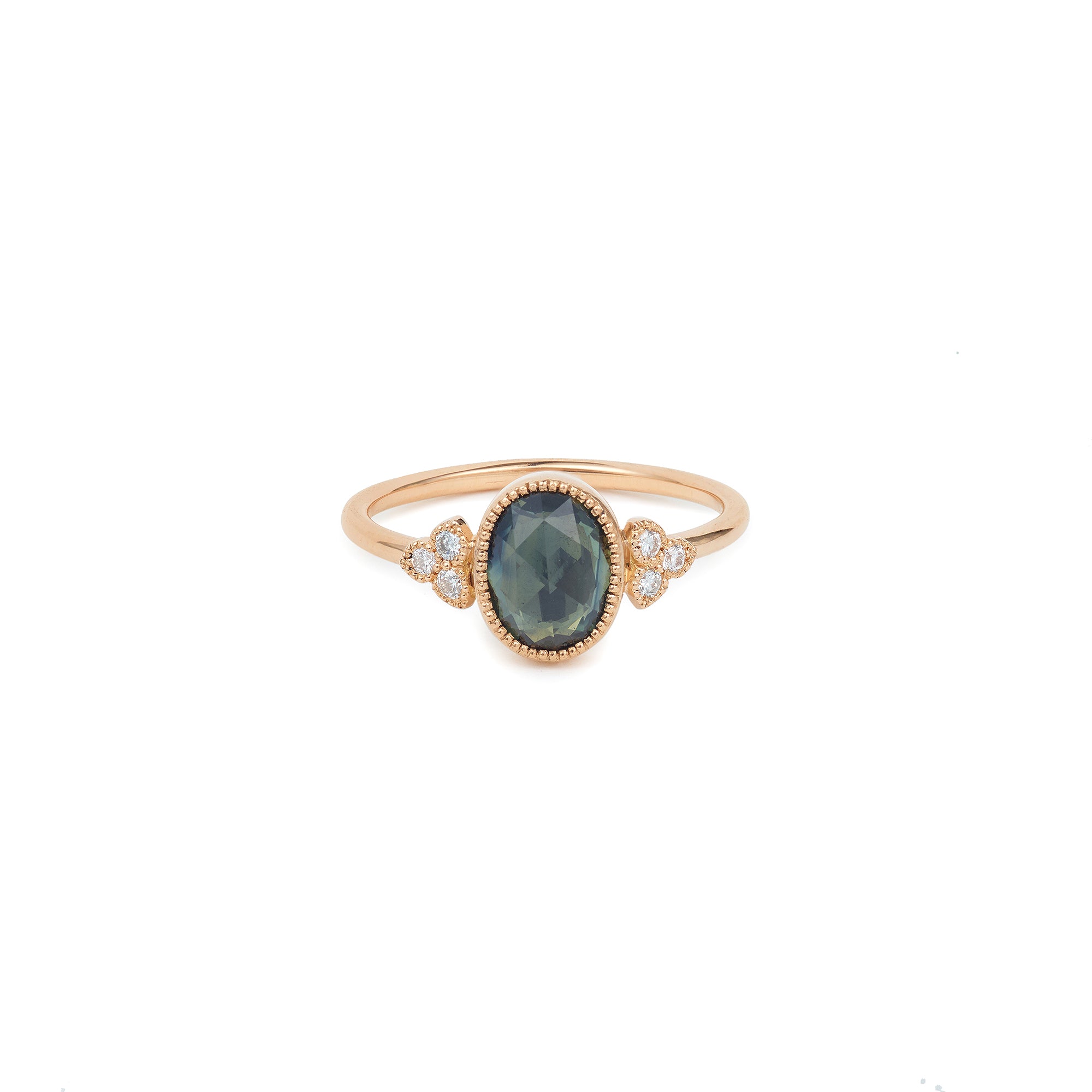 Bague Flora ovale verticale Saphir mermaid