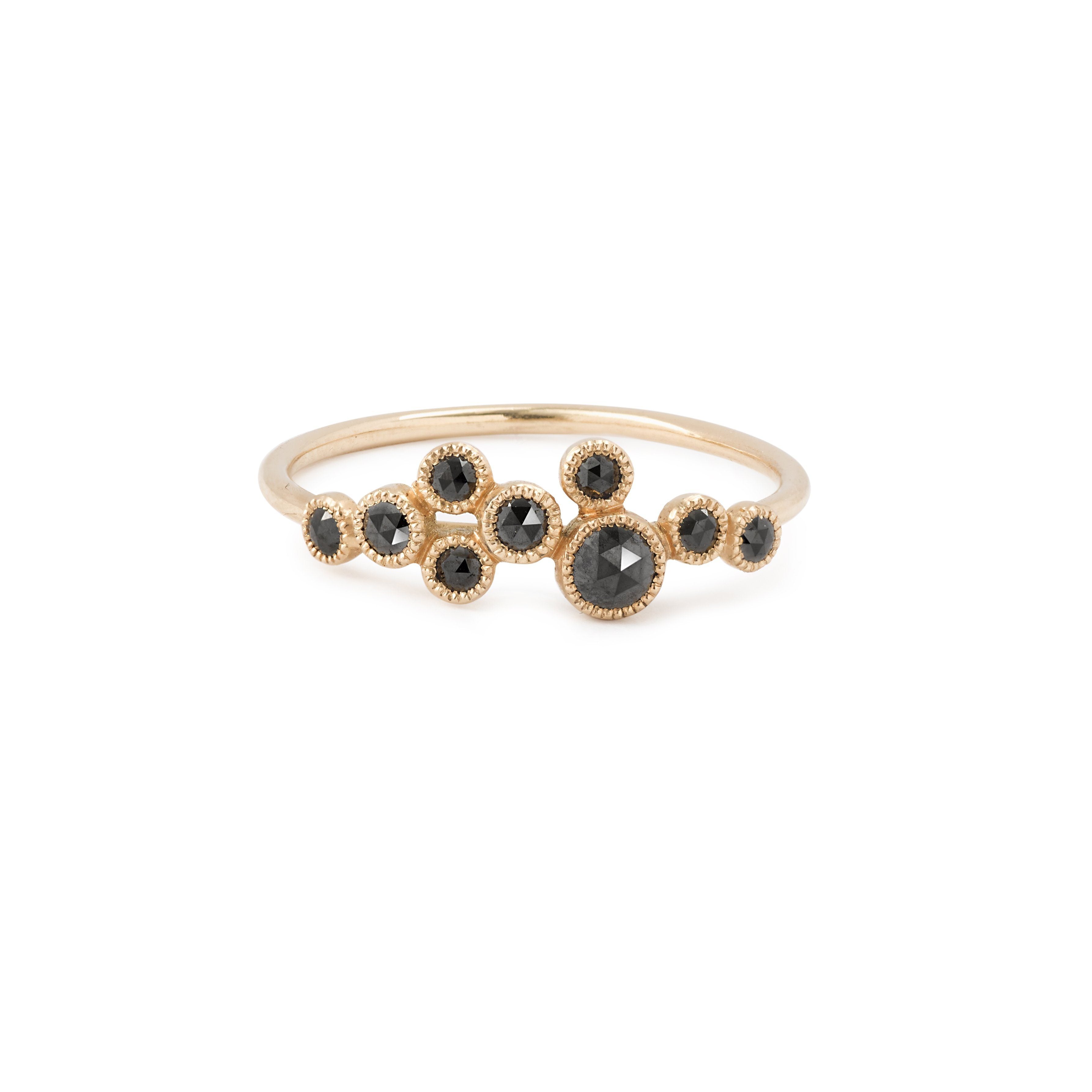Bague - Bague Cassiopée Diamants Noirs Myrtille Beck, bague de fiançailles de créateur, bague de fiançailles vintage