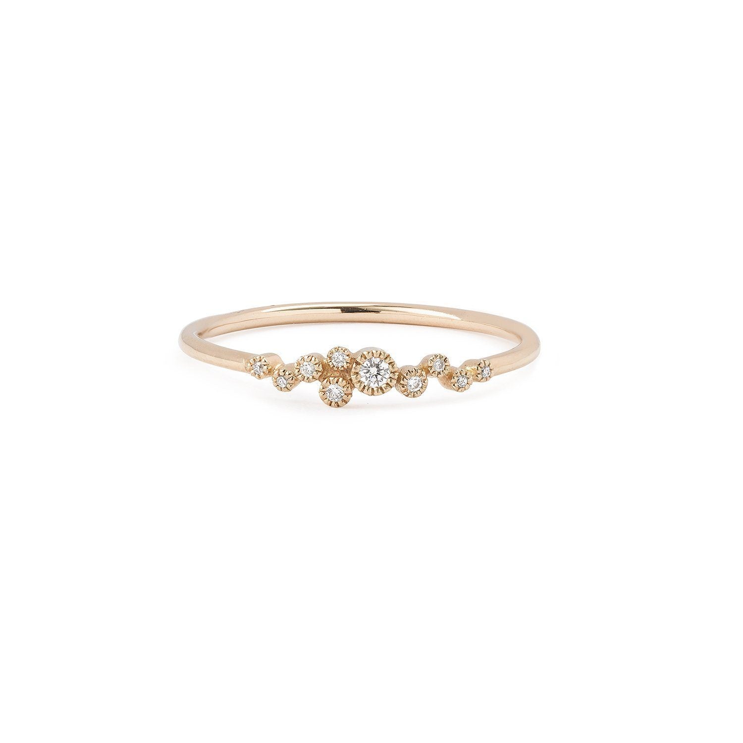 Bague - Bague Nébula or rose et Diamants, Myrtille Beck, french cluster ring