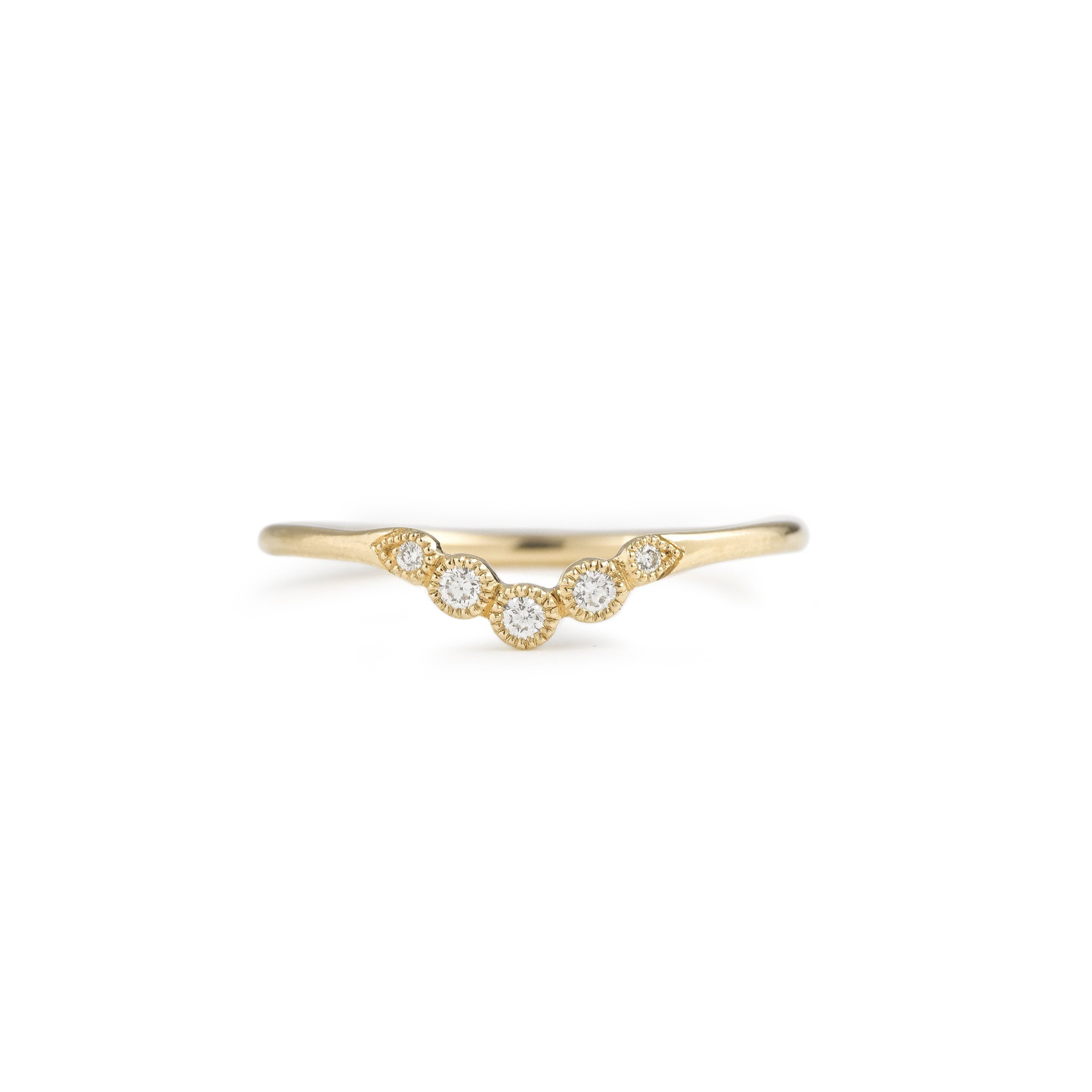 Bague - Bague Petit Amour Céleste Curve XL, Myrtille, Alliance incurvée or et diamants, Alliances et bagues de fiançailles de créateurs
