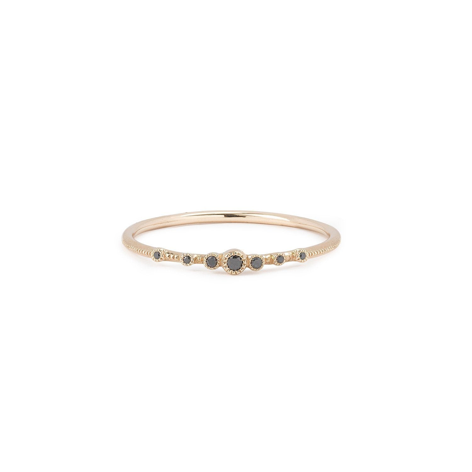 Bague - Bague Vega Diamants Noirs or rose, Myrtille Beck, bague de créateur, bague fine diamants Paris