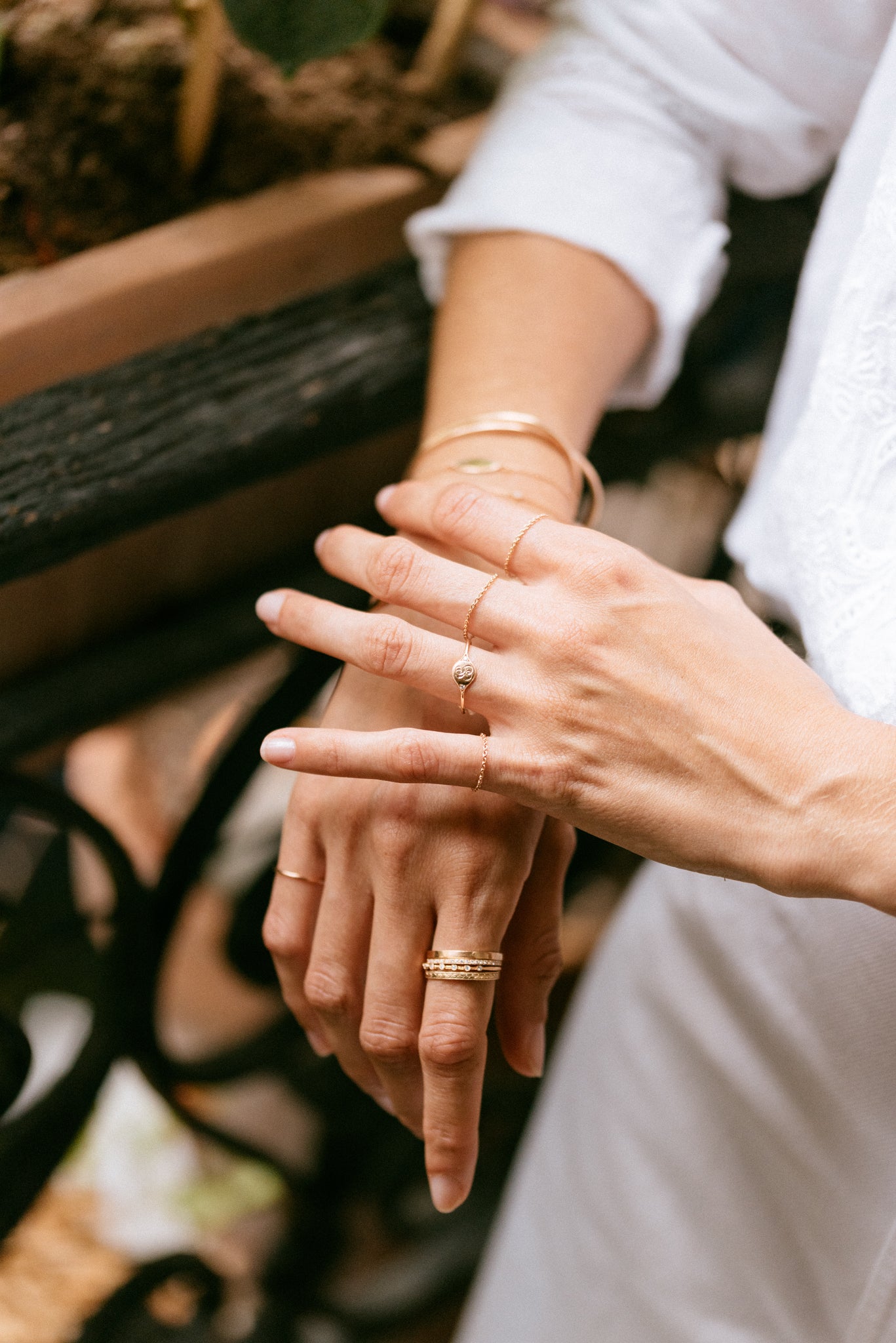Bague chaine en or 18kt -Magic chain Myrtille Beck- bague fine en or-ring stack